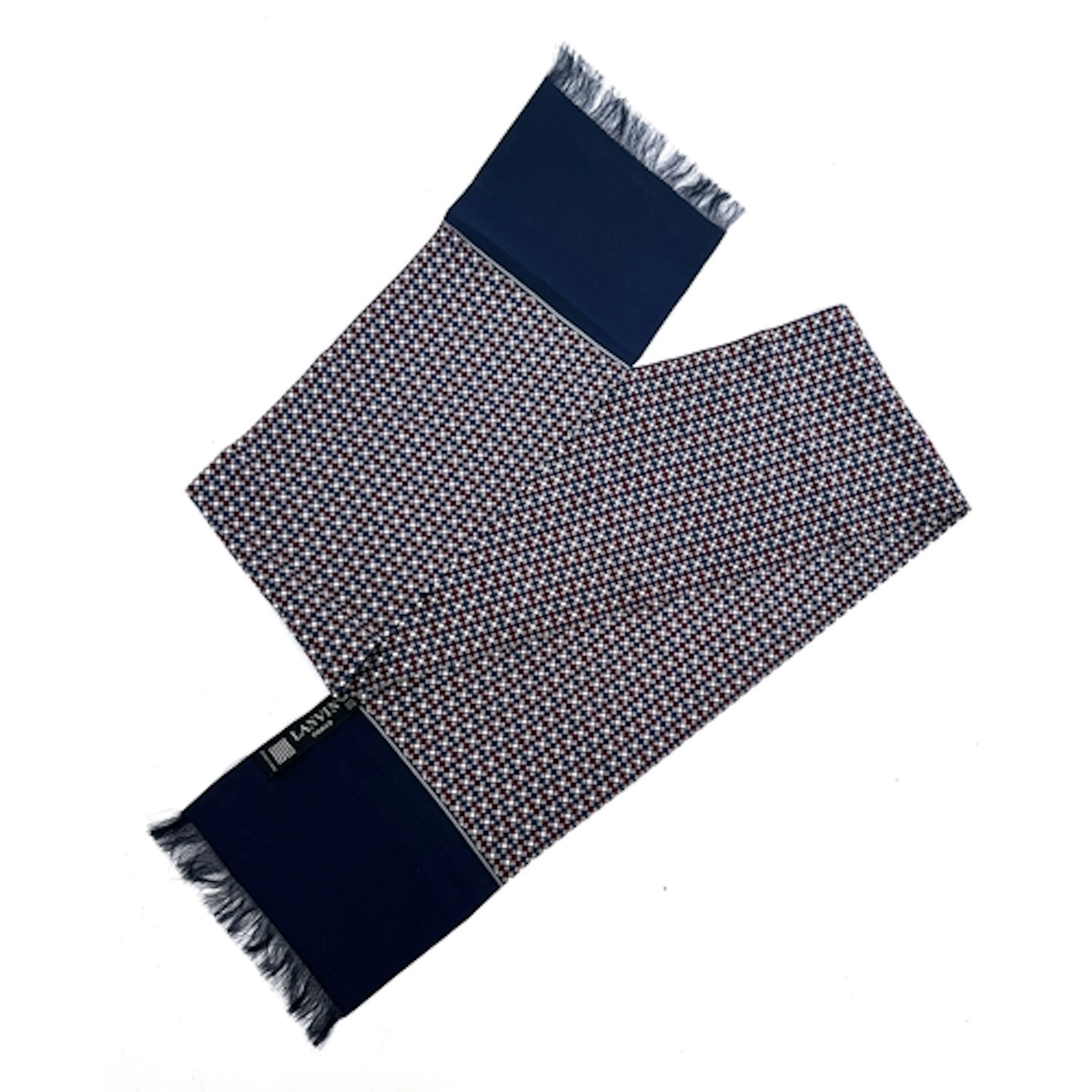 A Lanvin silk scarf in a blue, red and white checkered print...