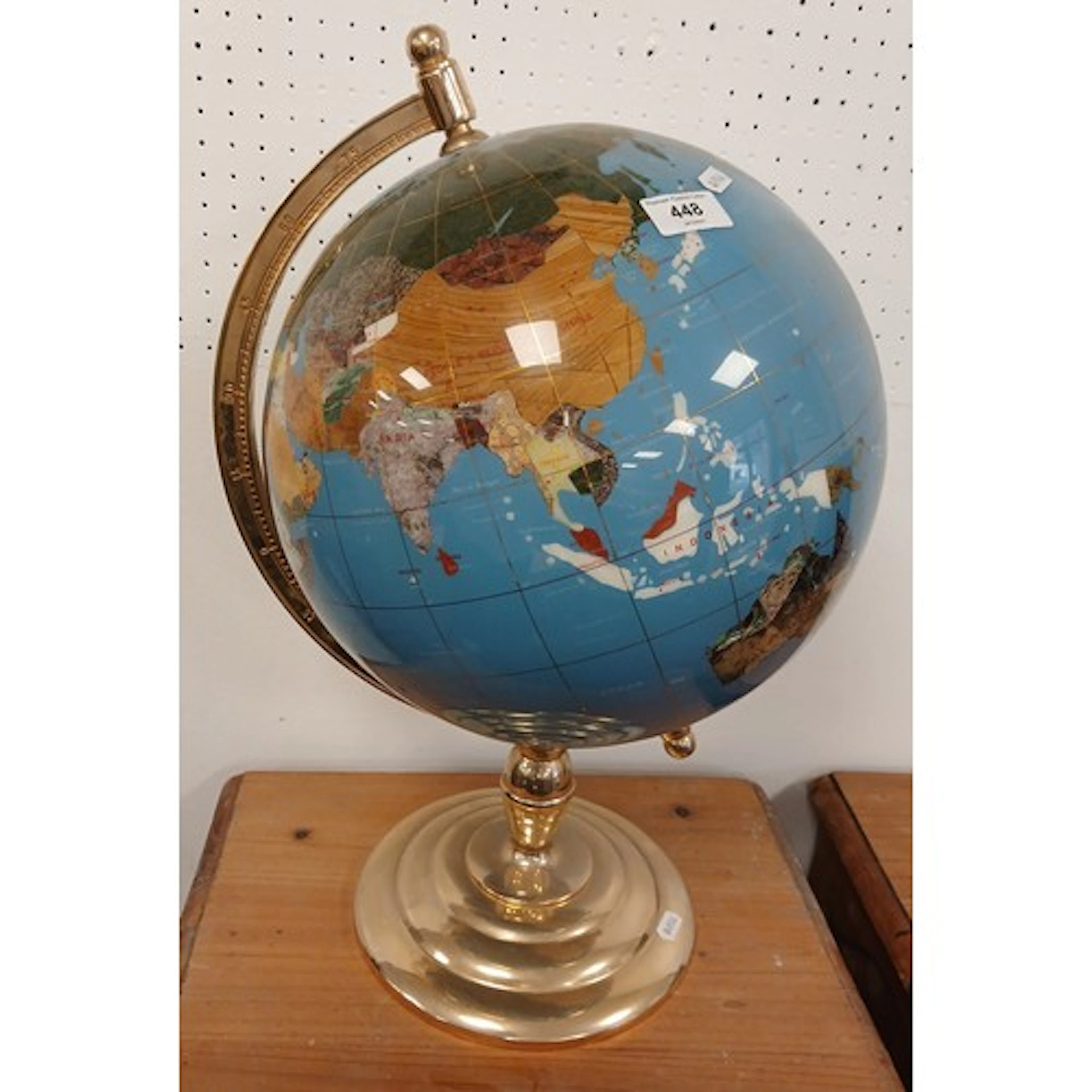 Brass mounted table globe.