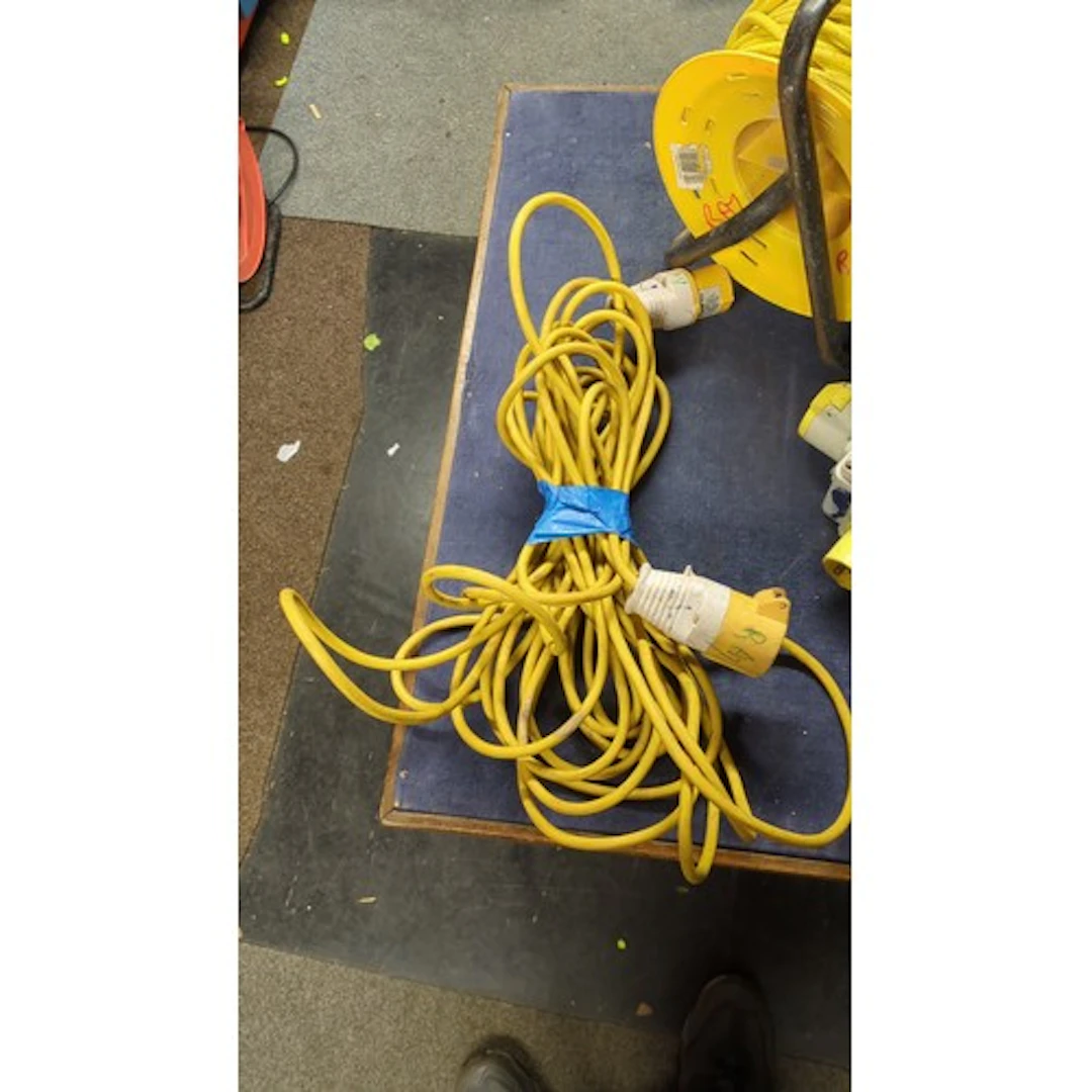 Faithfull 110v industrial extension cable reel with yellow c...