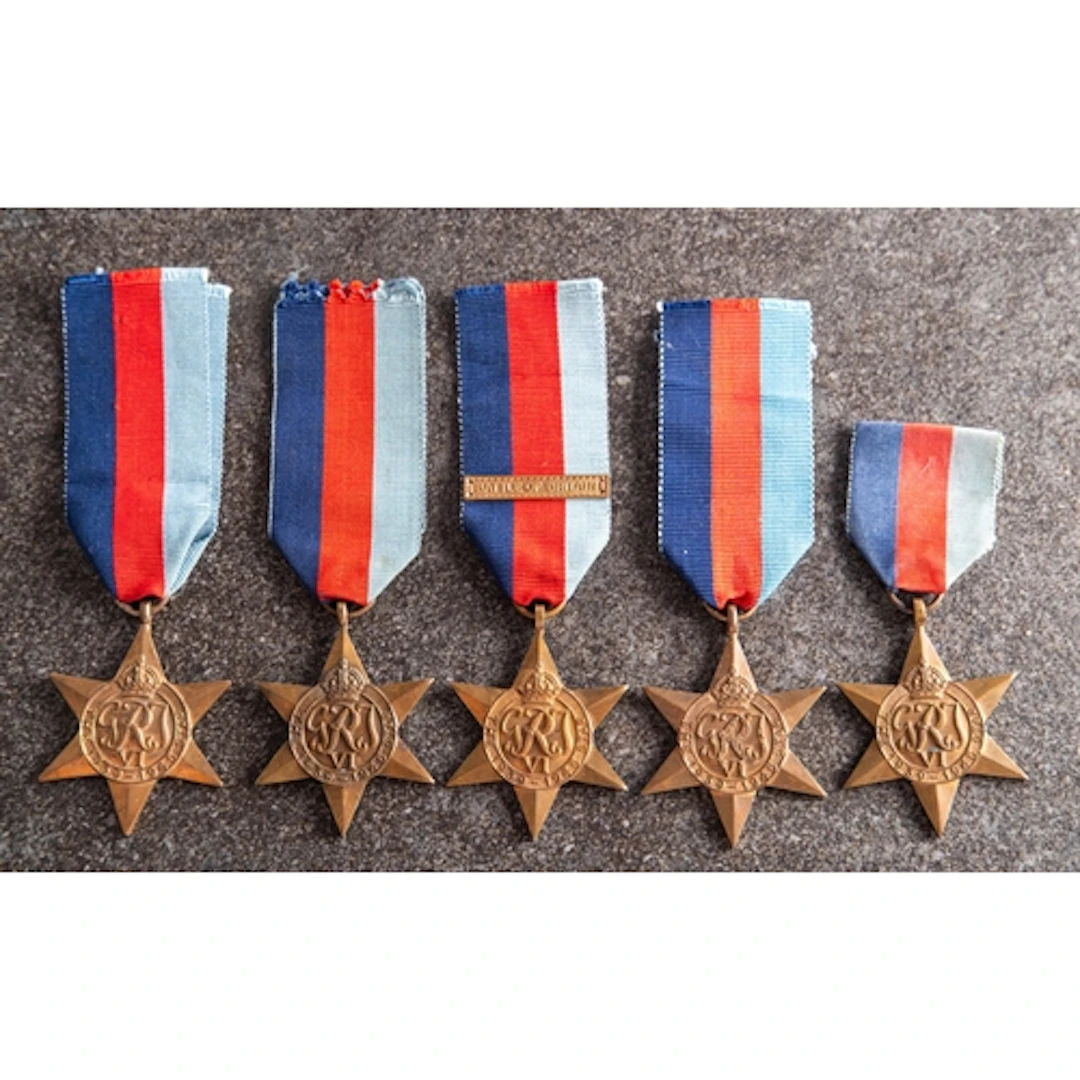 Five 1939-45 Star Medals, one with reproduction Battle of Br...