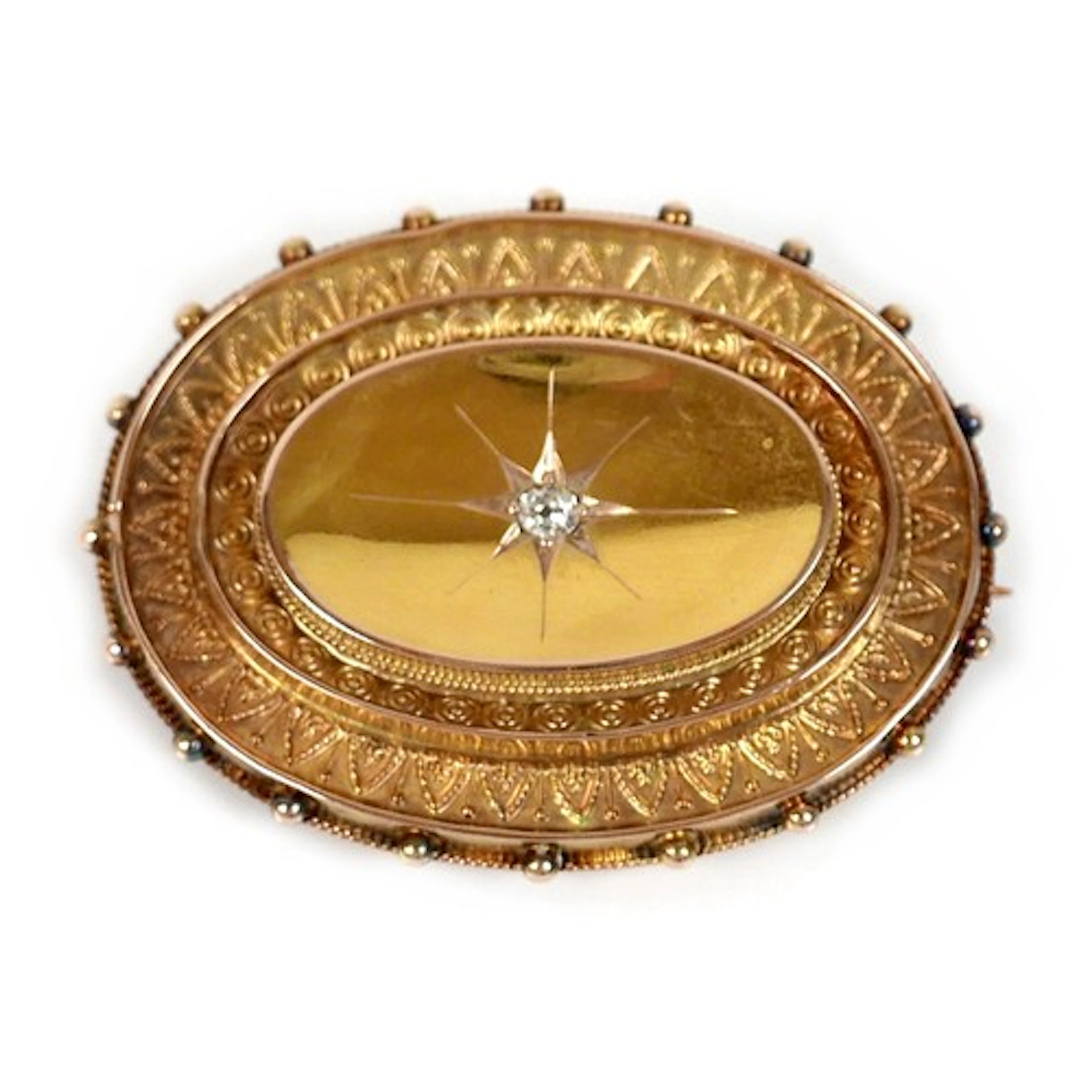 A Victorian 15ct yellow gold mourning brooch, of oval form s...