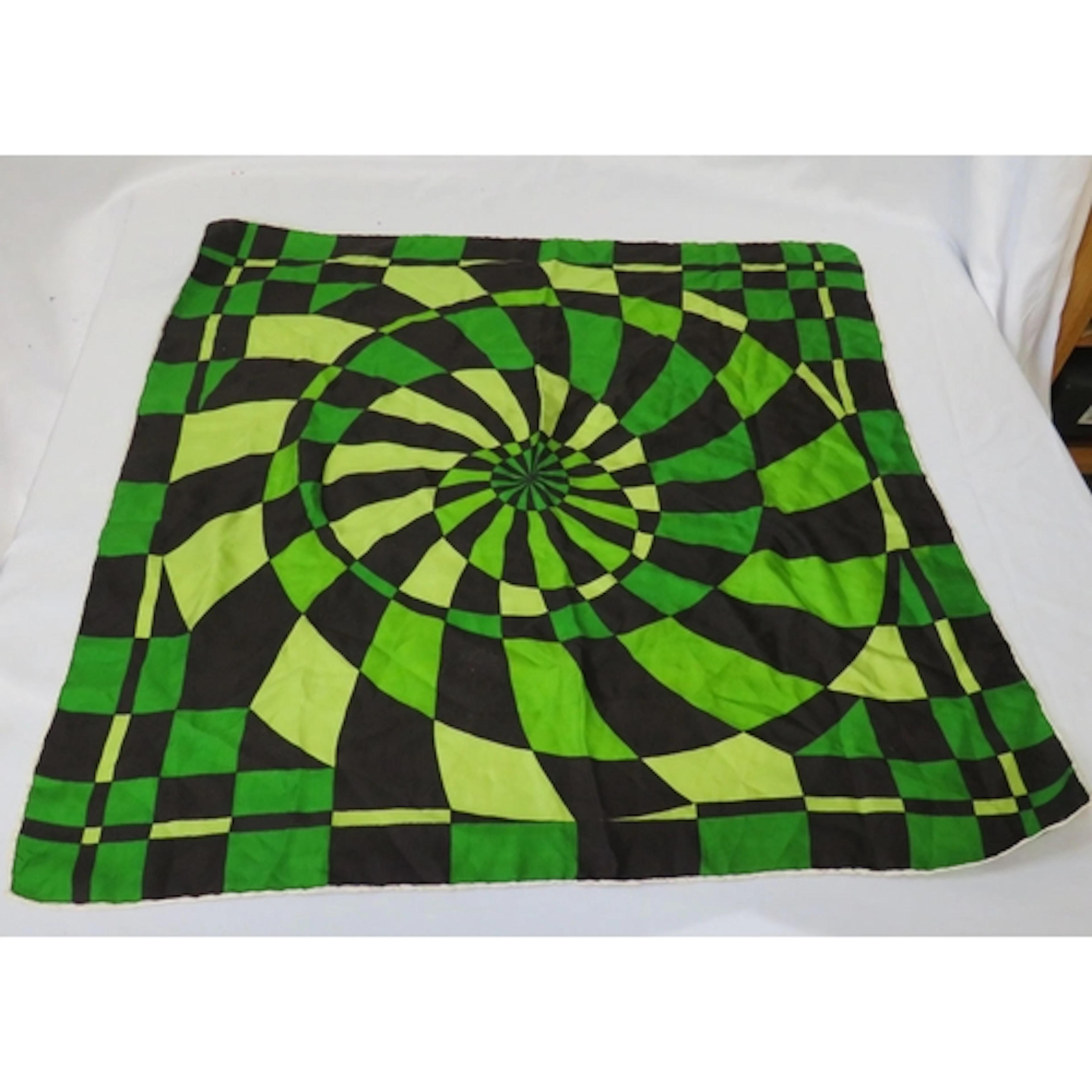 Vintage Silk Rolled Edged Scarf with optical illusion/Op Art...