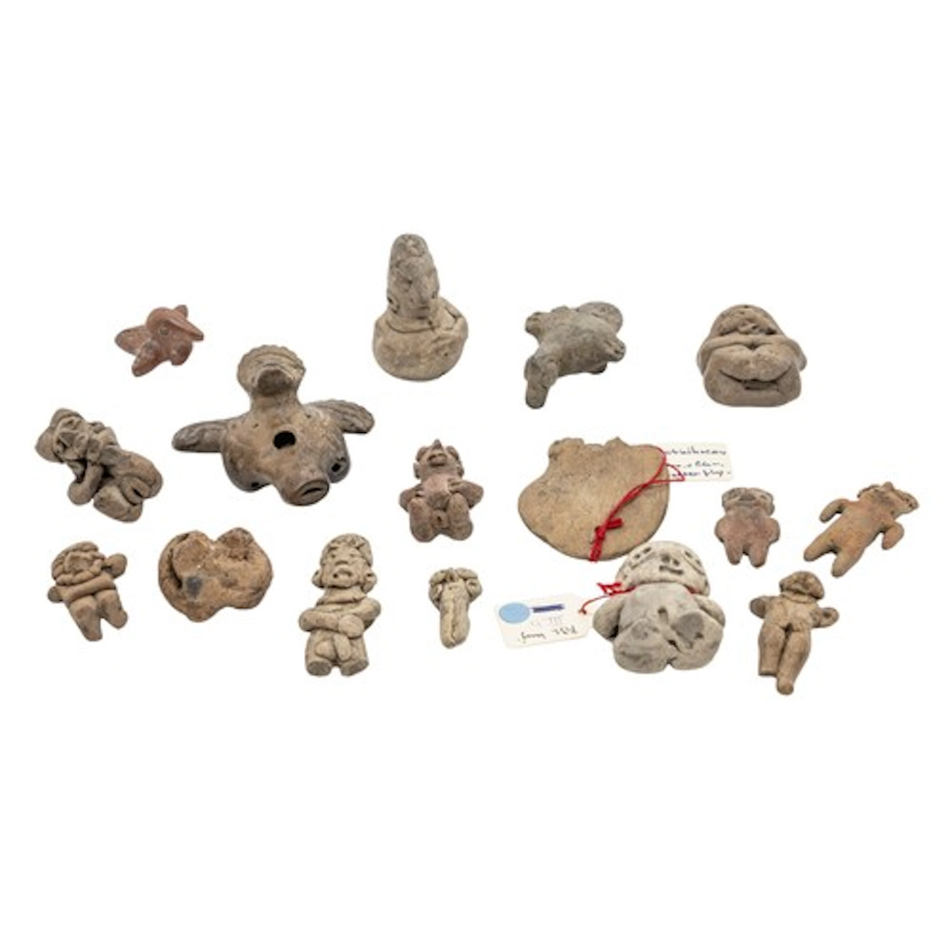 BOX CONTAINING A COLLECTION OF PRECOLUMBIAN POTTERY ZOOMORPH...
