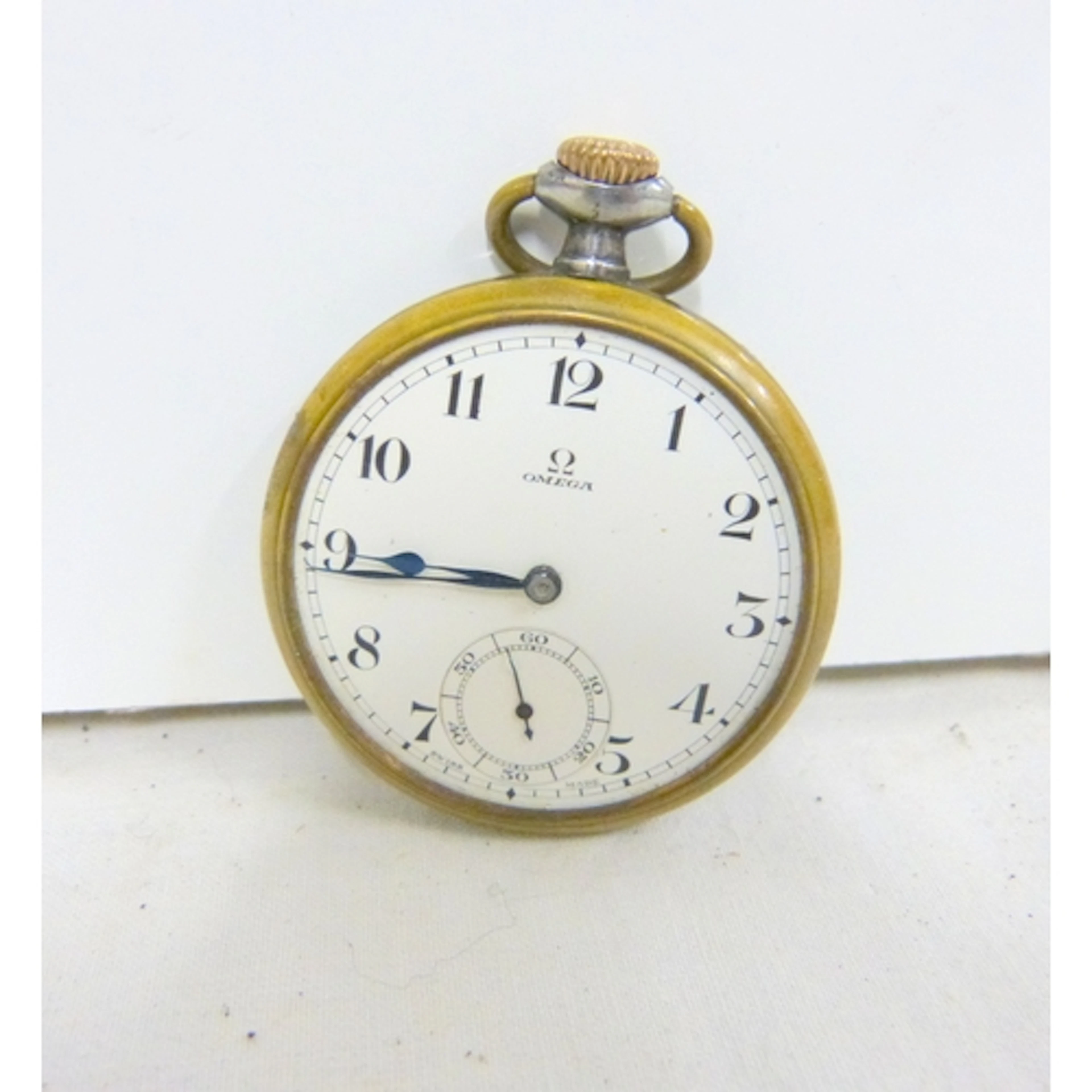 Gents Omega Gun metal case pocket watch.