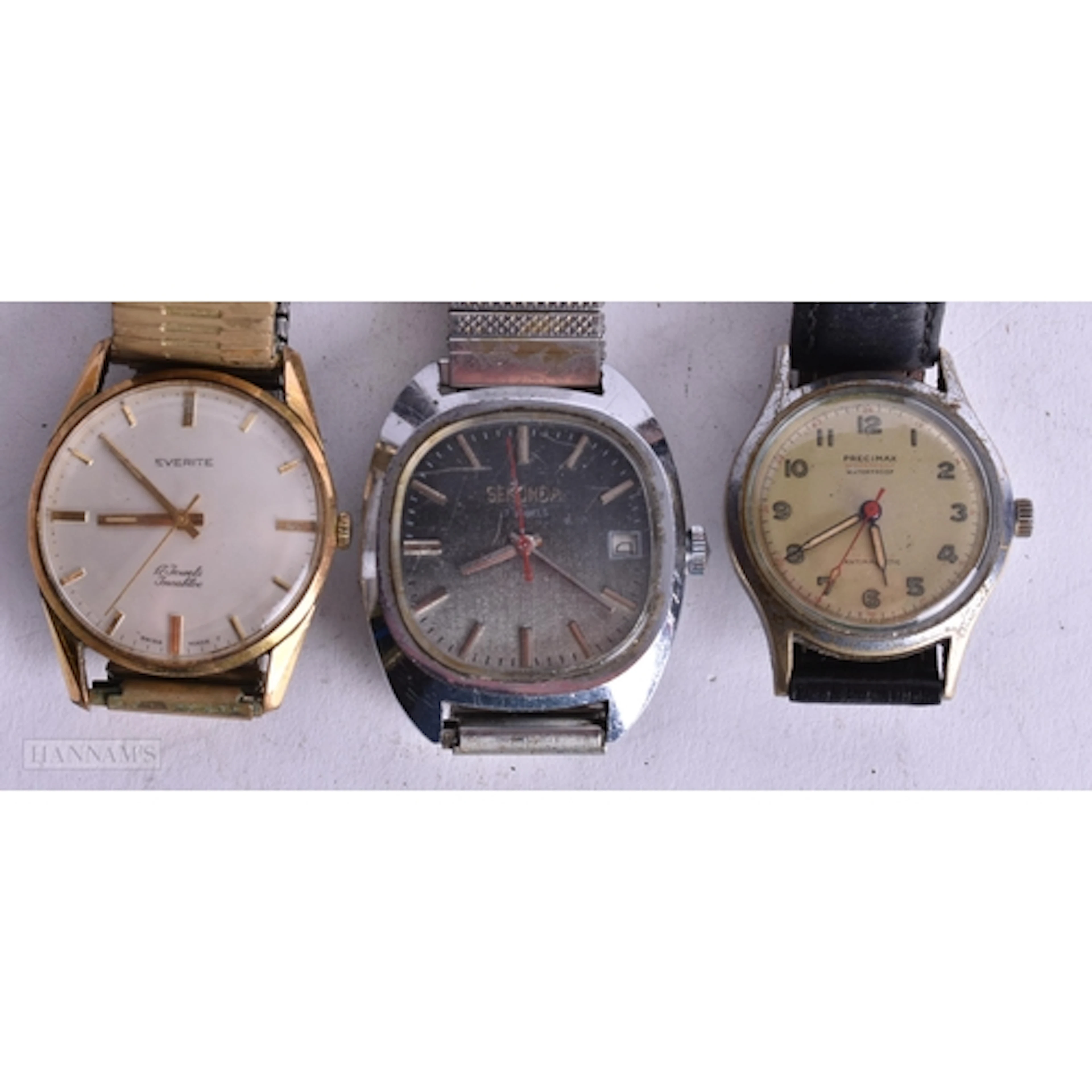 Three Gents Vintage Watches -Everite & Sekonda & Precimax - ...