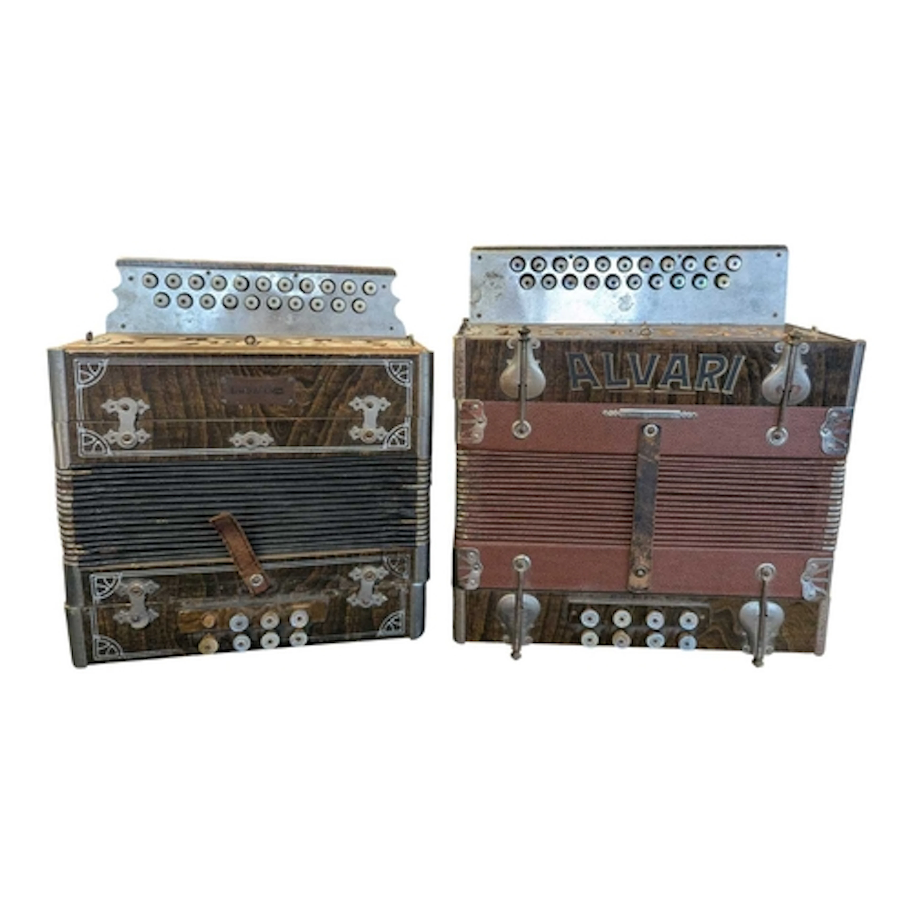 Two 20th century vintage diatonic accordions / squeezeboxes....