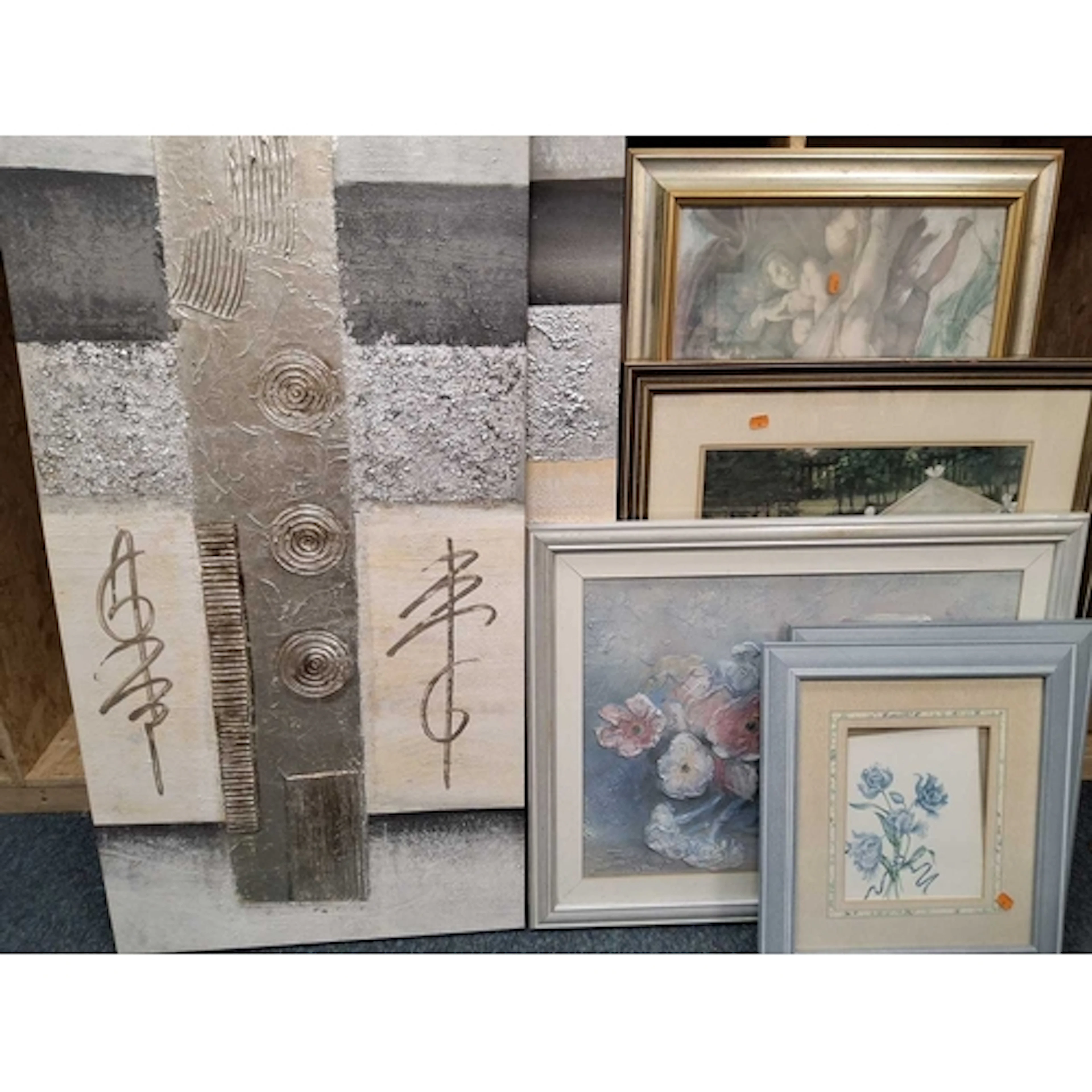 DECORATIVE PICTURES AND PRINTS, comprising two mixed media w...