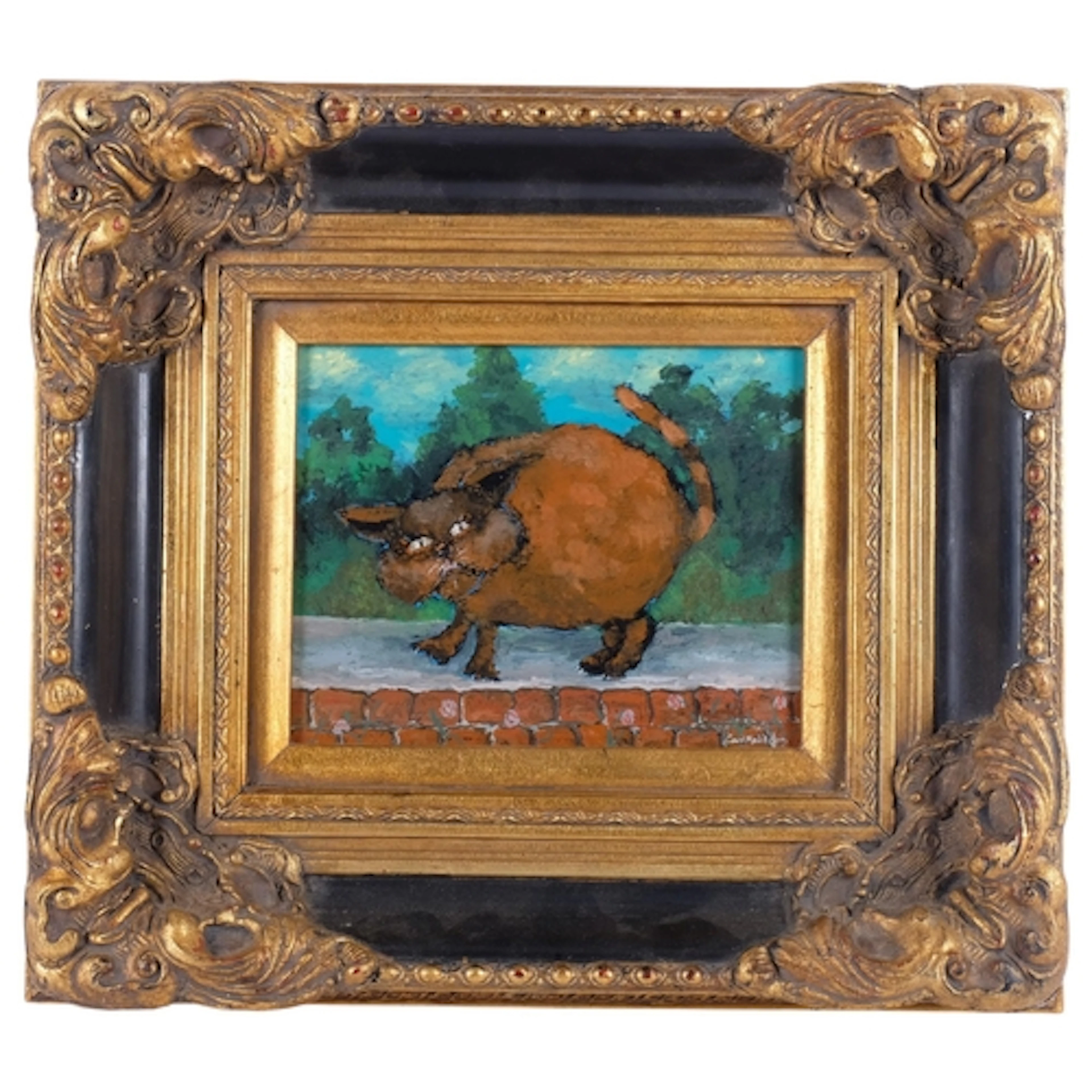 Carol Maddison, an original acrylic on board "Fat Cat", in o...