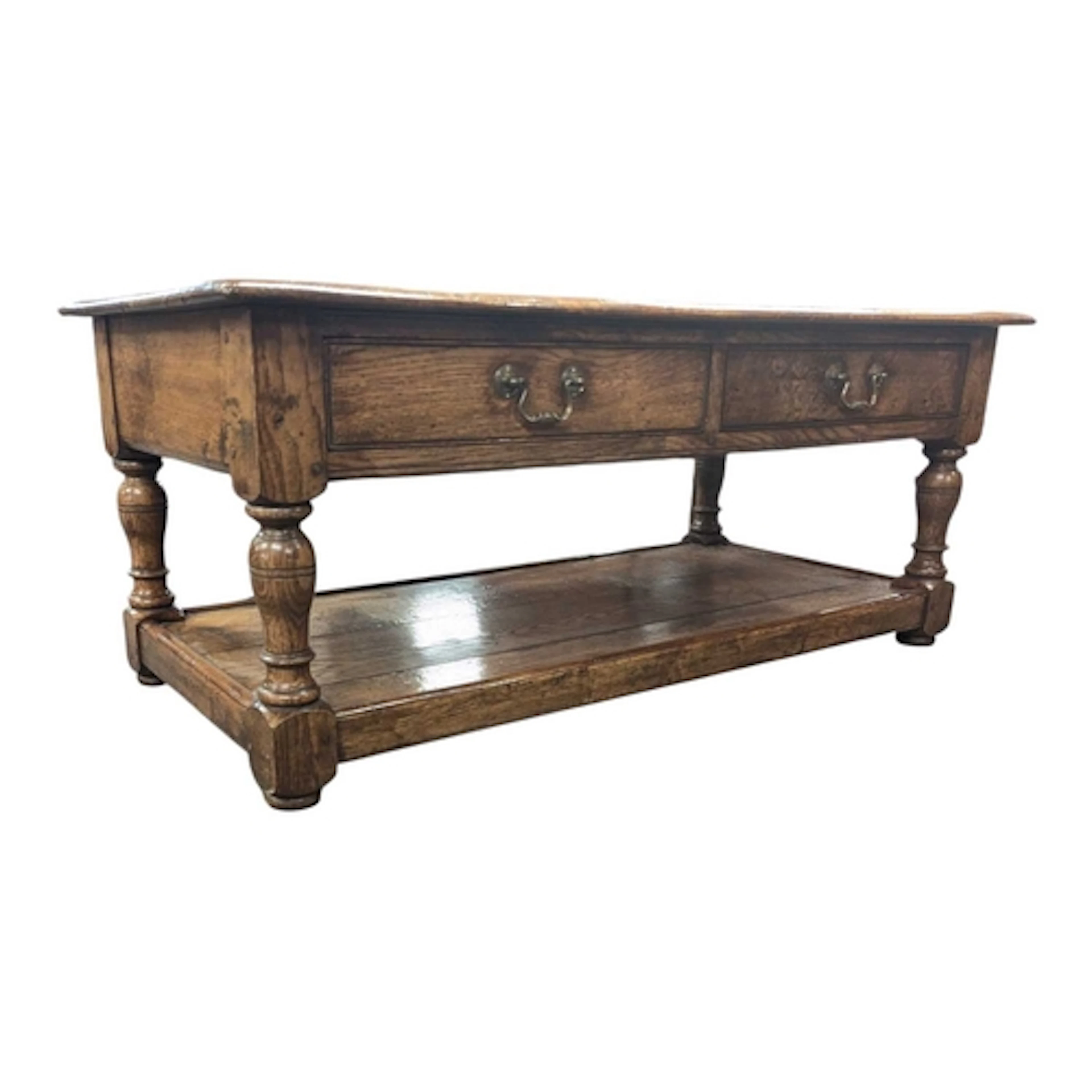 A burr oak large coffee table in the 17th century manner. Ra...
