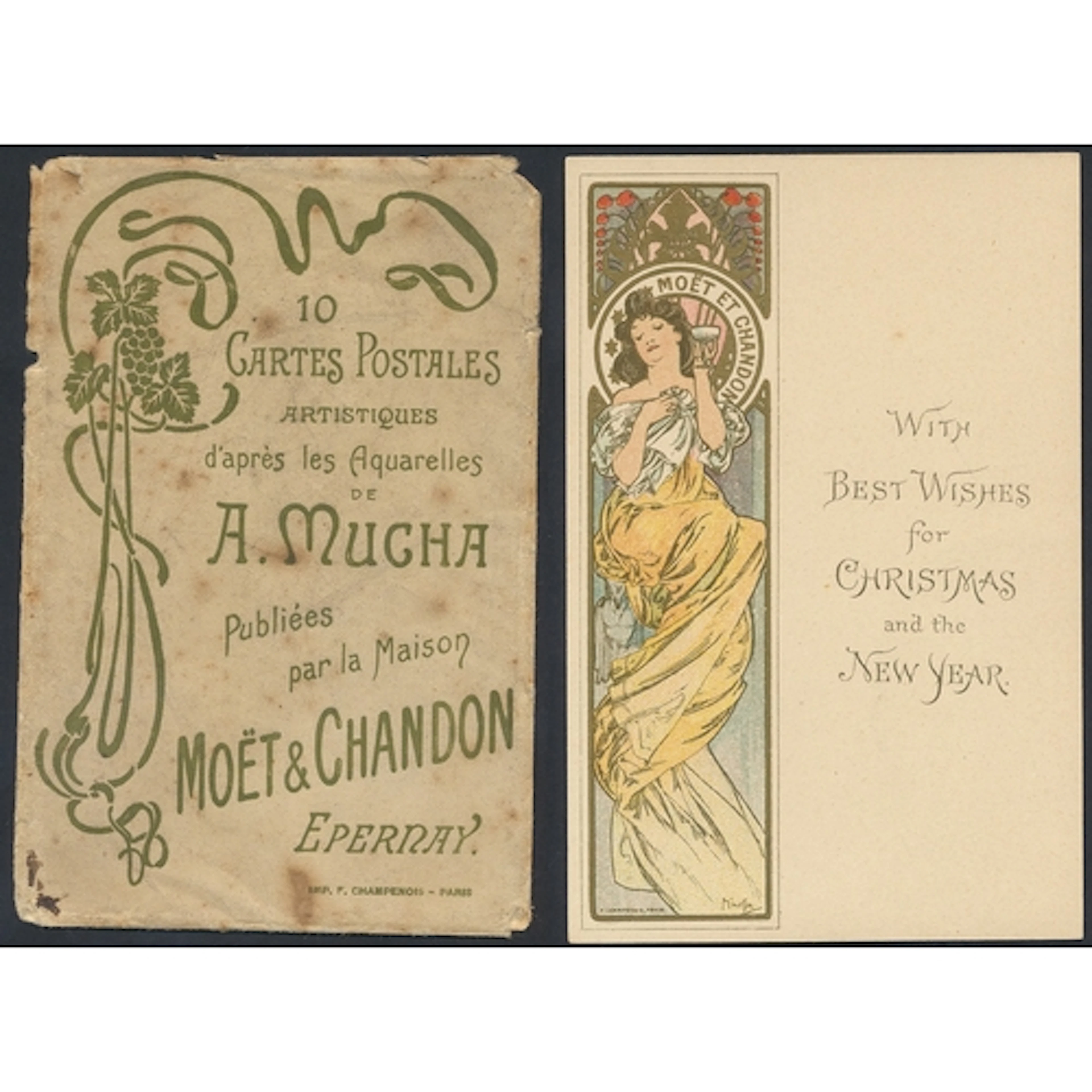 Alphonse Mucha. Complete ‘Moet & Chandon’ Art Nouveau colour...
