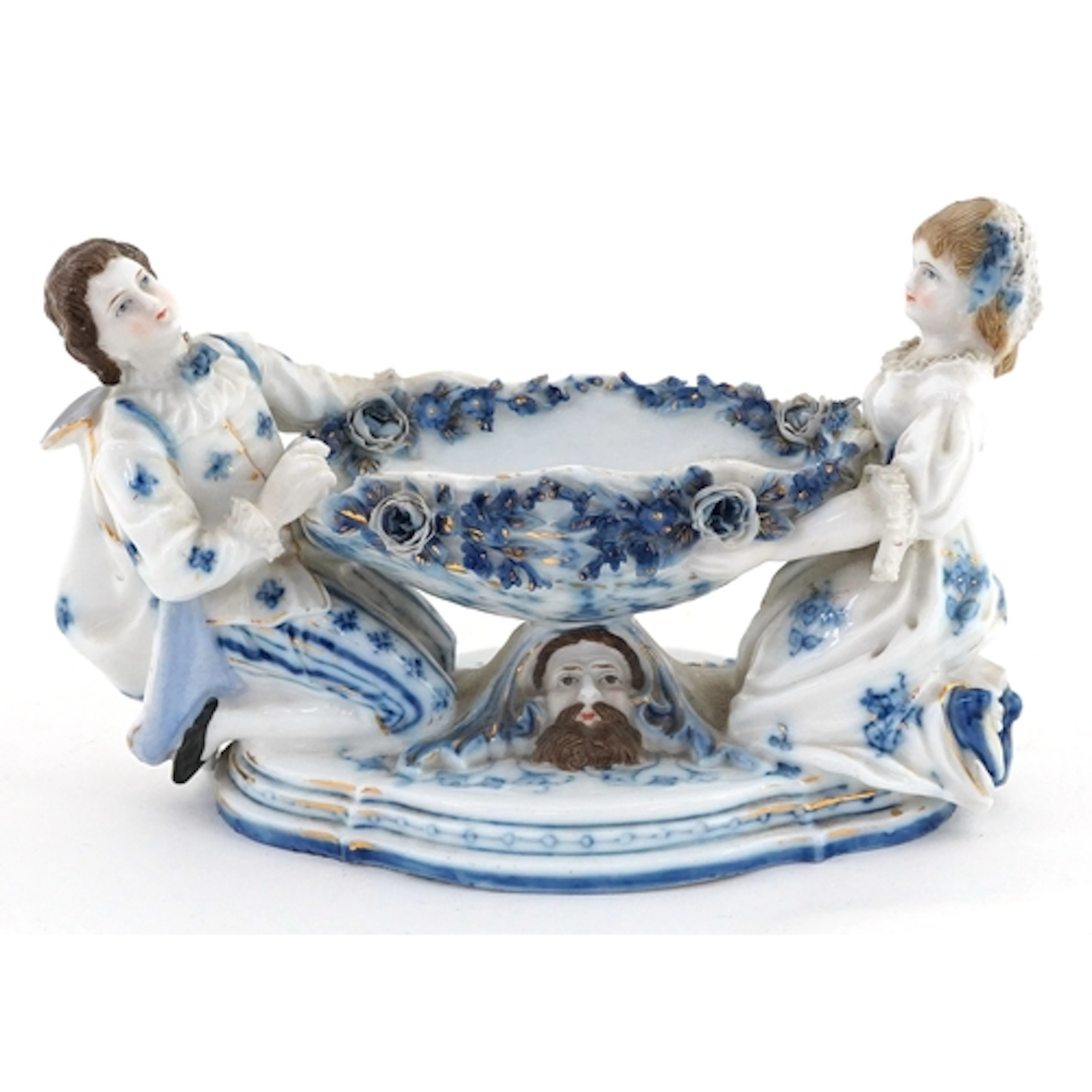 19th century continental figural porcelain sweetmeat dish, t...