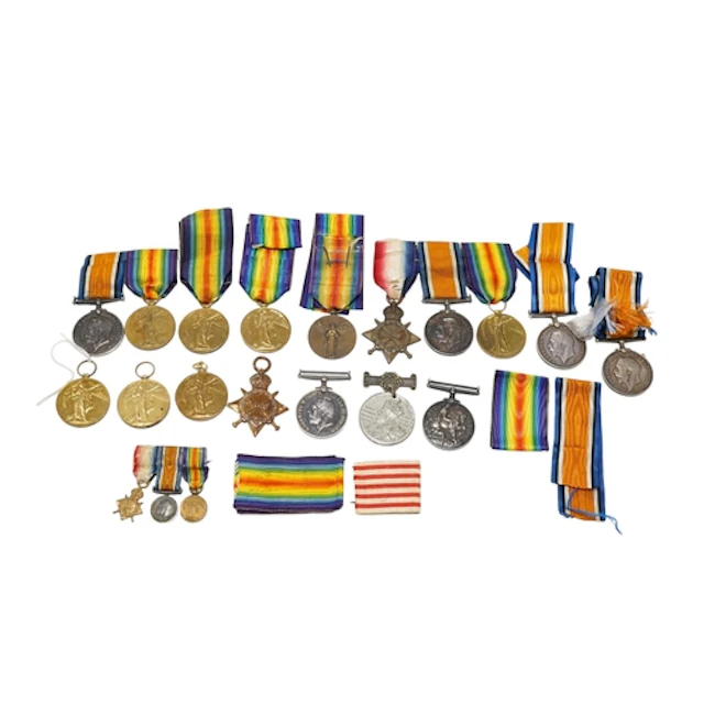 Seventeen First World War medals; a medal trio awarded to M2...