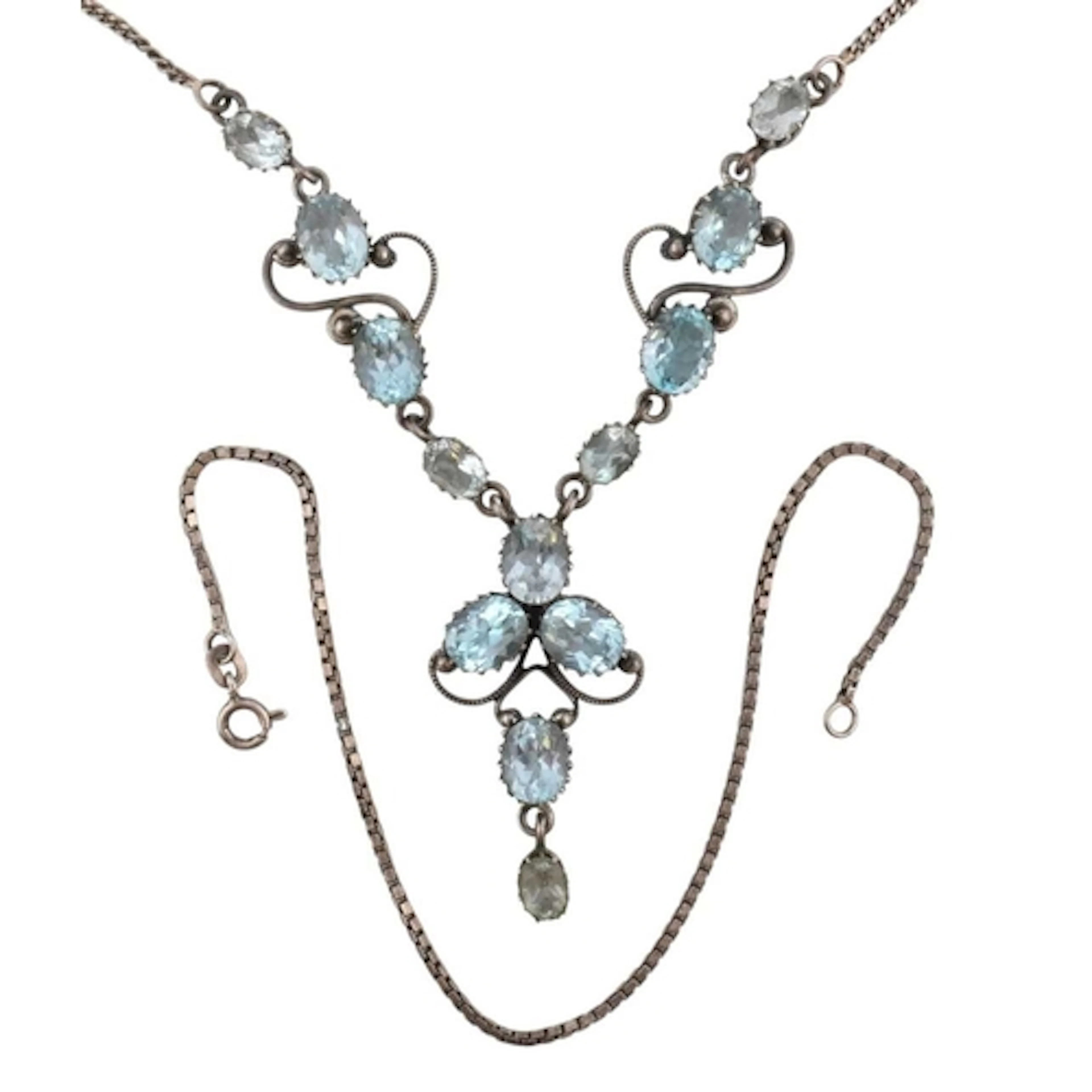 A continental blue topaz Edwardian-style festoon necklace to...