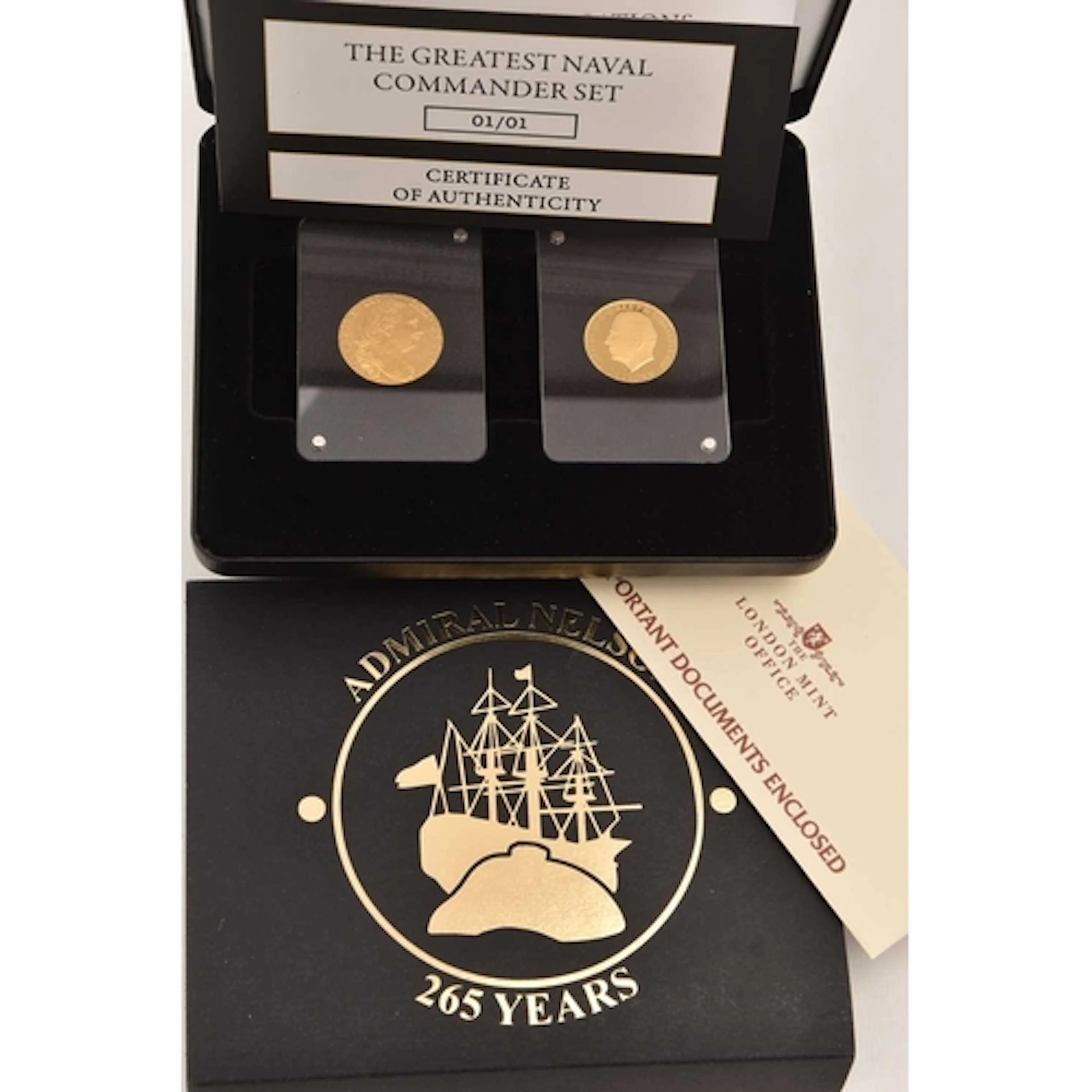 Gold. A cased 2-coin set, 'The Greatest Naval Commander Set ...