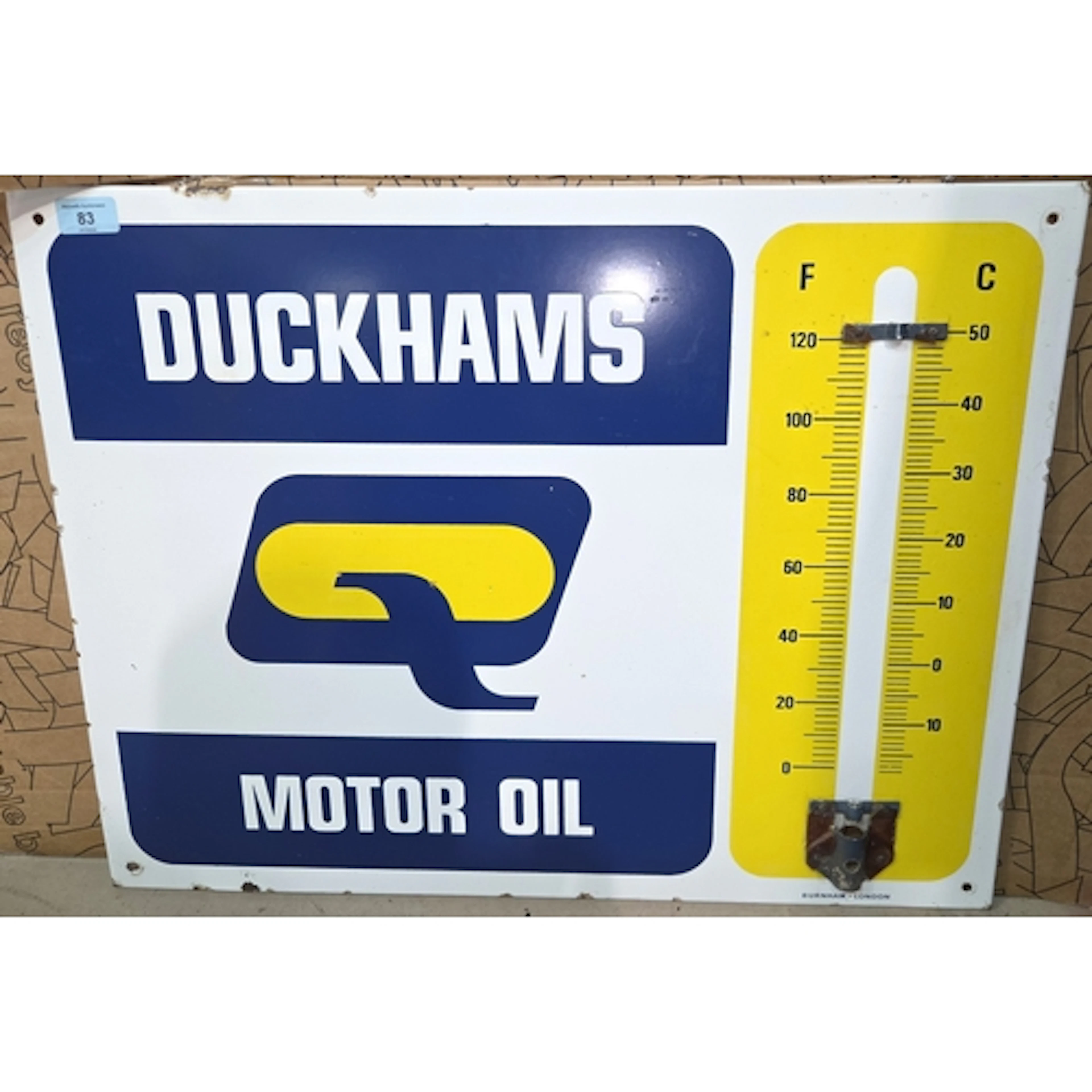 Advertising: Duckhams Motor Oil enamel sign (no thermometer)...