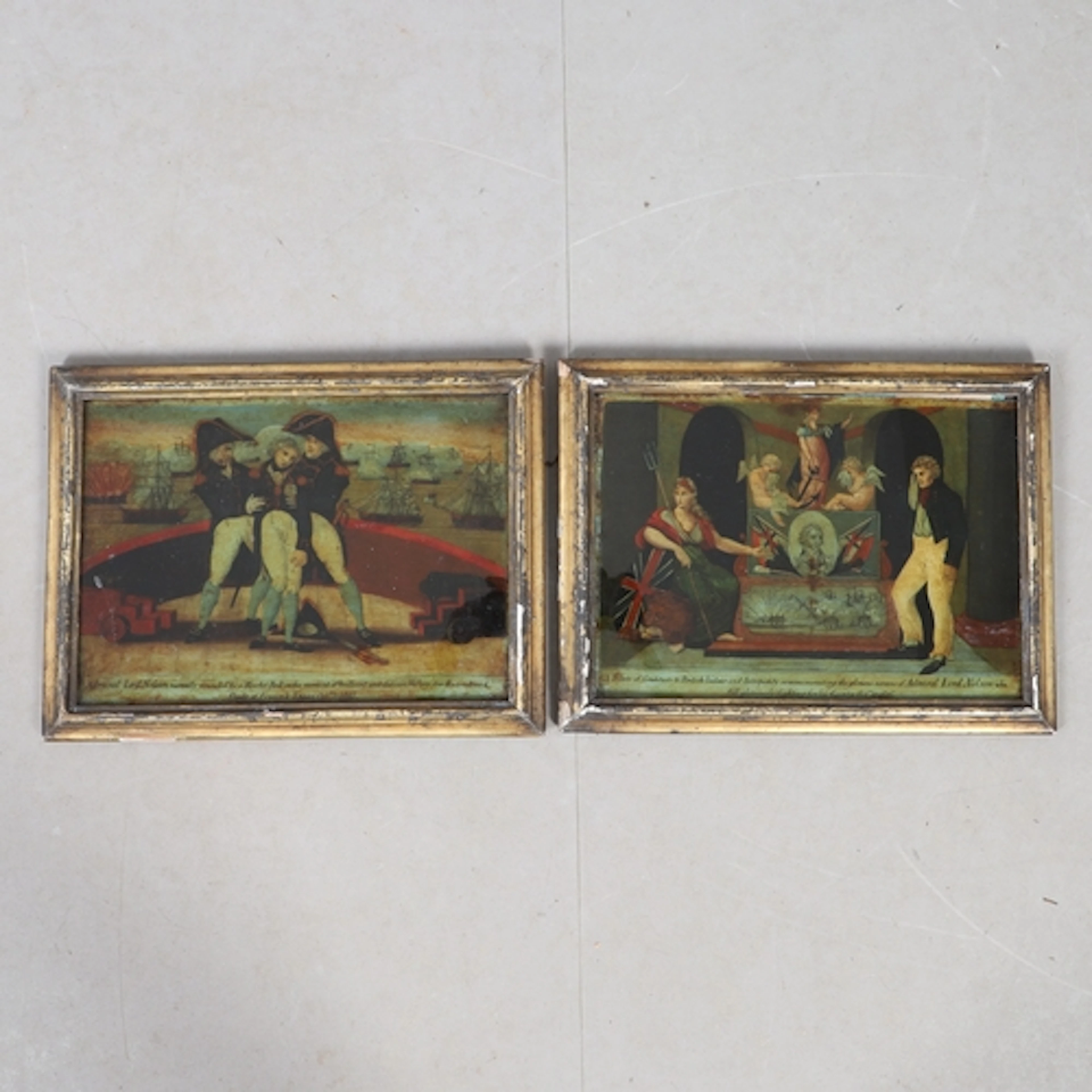 NAVAL INTEREST: A PAIR OF EARLY 19TH CENTURY REVERSE GLASS M...
