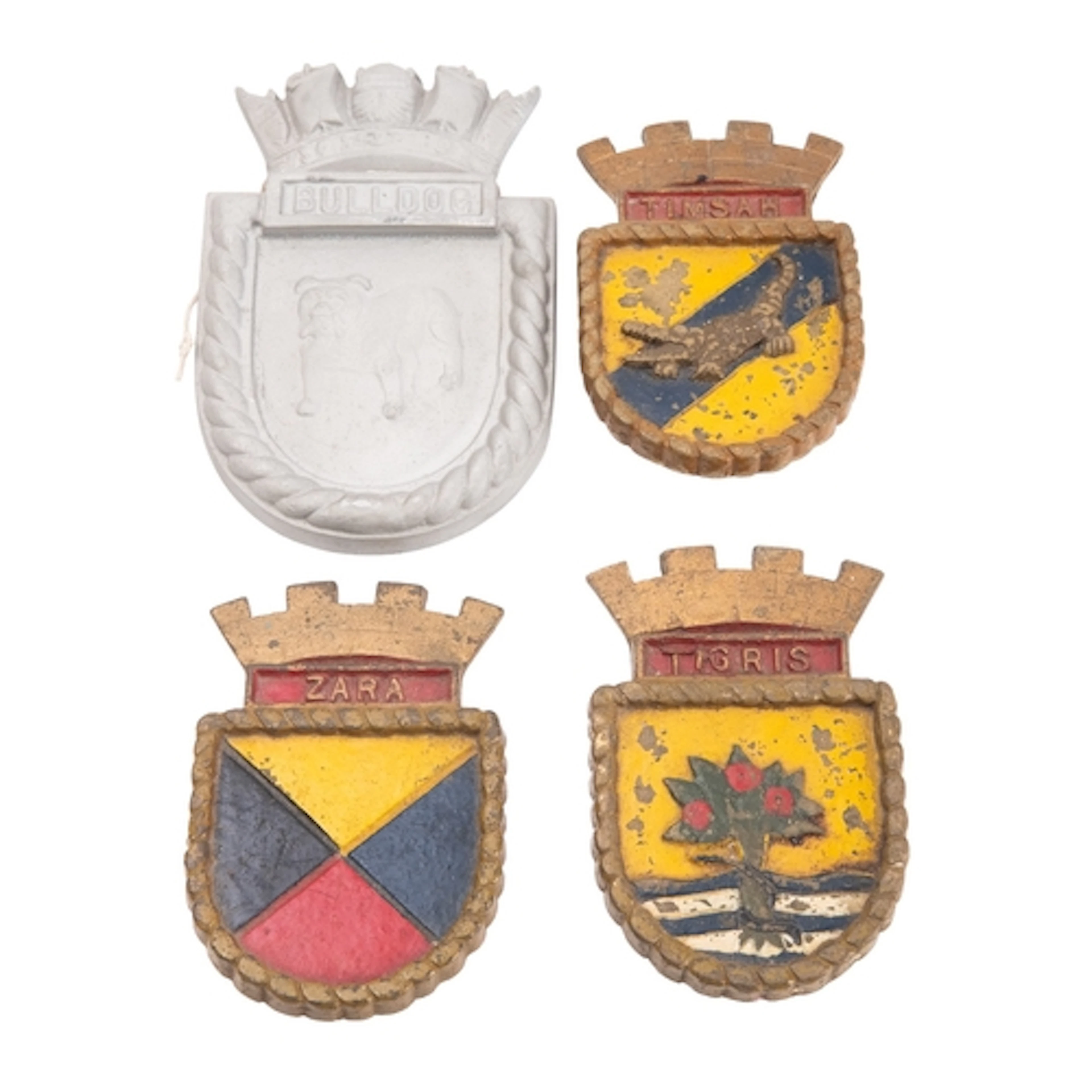 Three United Arab Emirates Navy ship's badges 'Zara', 'Tigri...