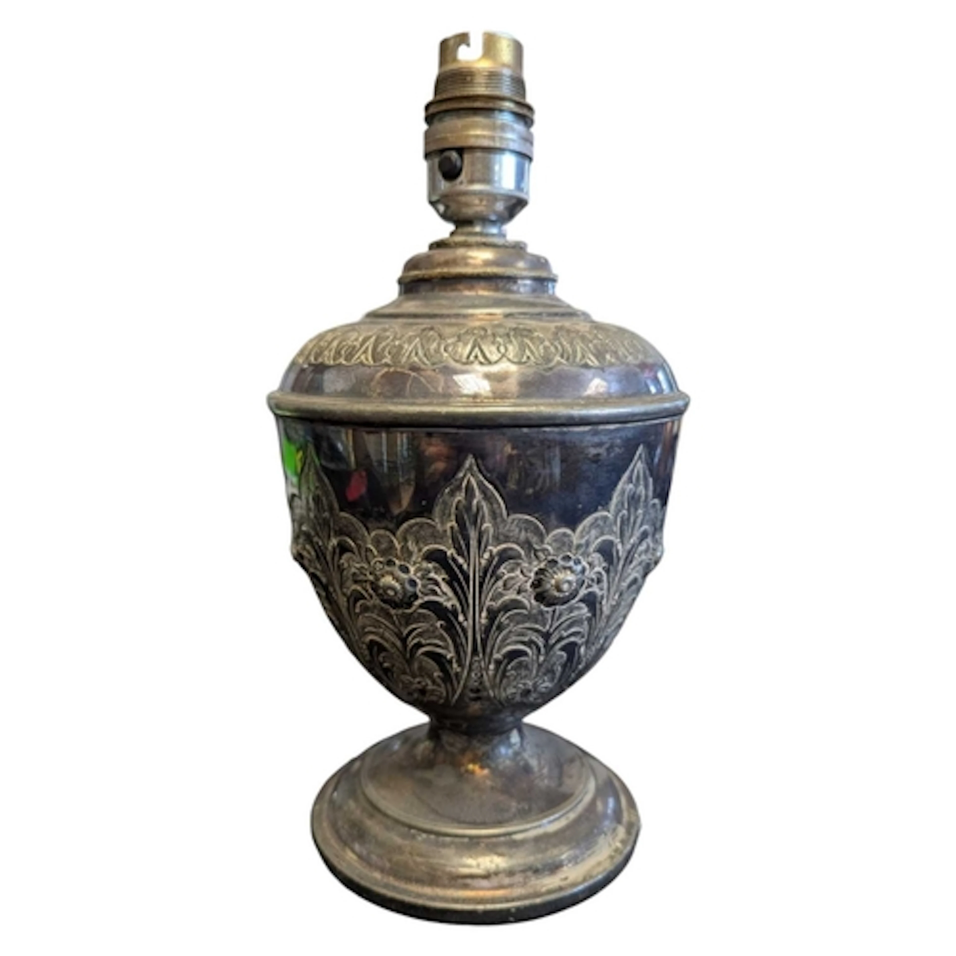 A 19th century silver plated table lamp. The lamp being of b...
