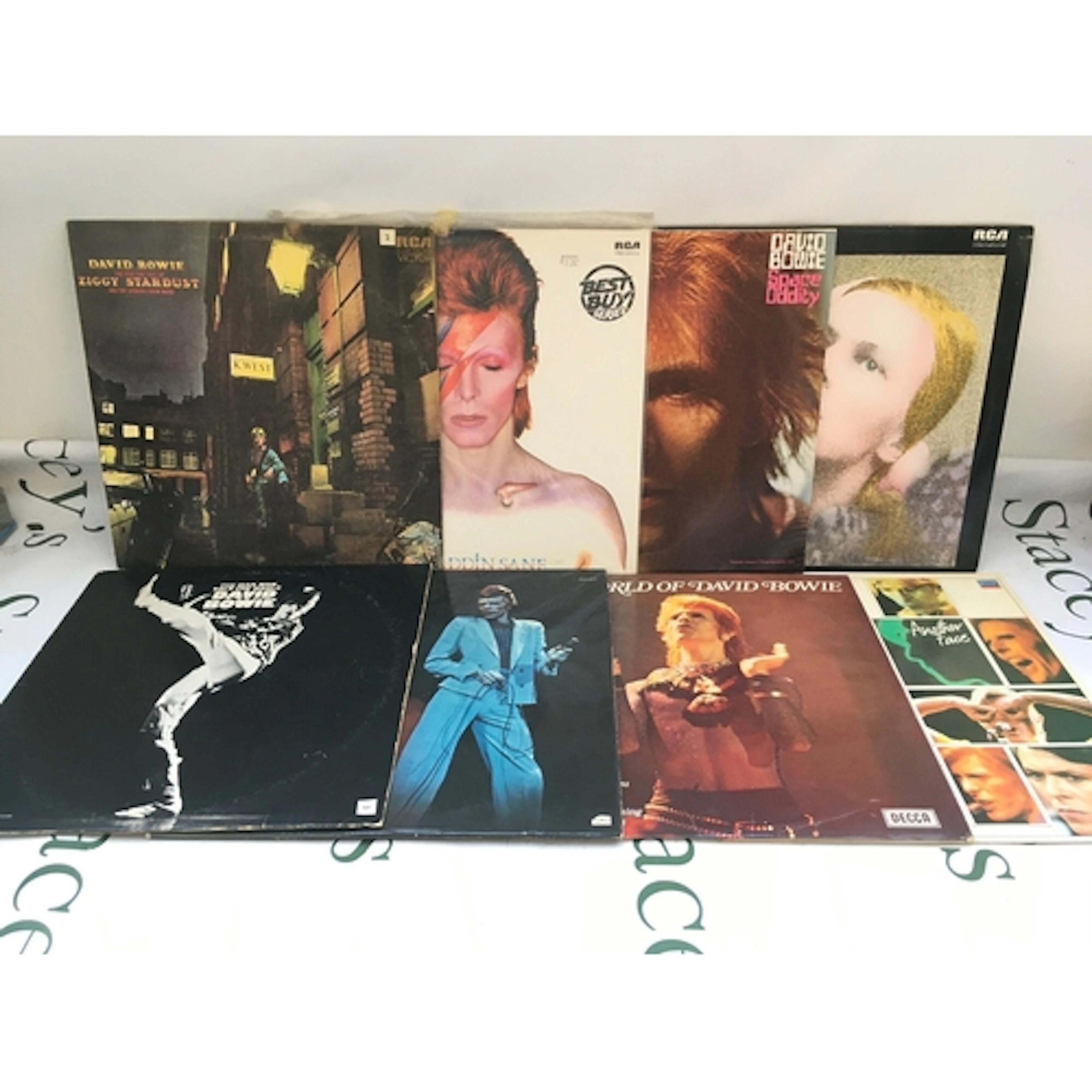 Eight David Bowie LPs comprising Ziggy Stardust, Hunky Dory,...