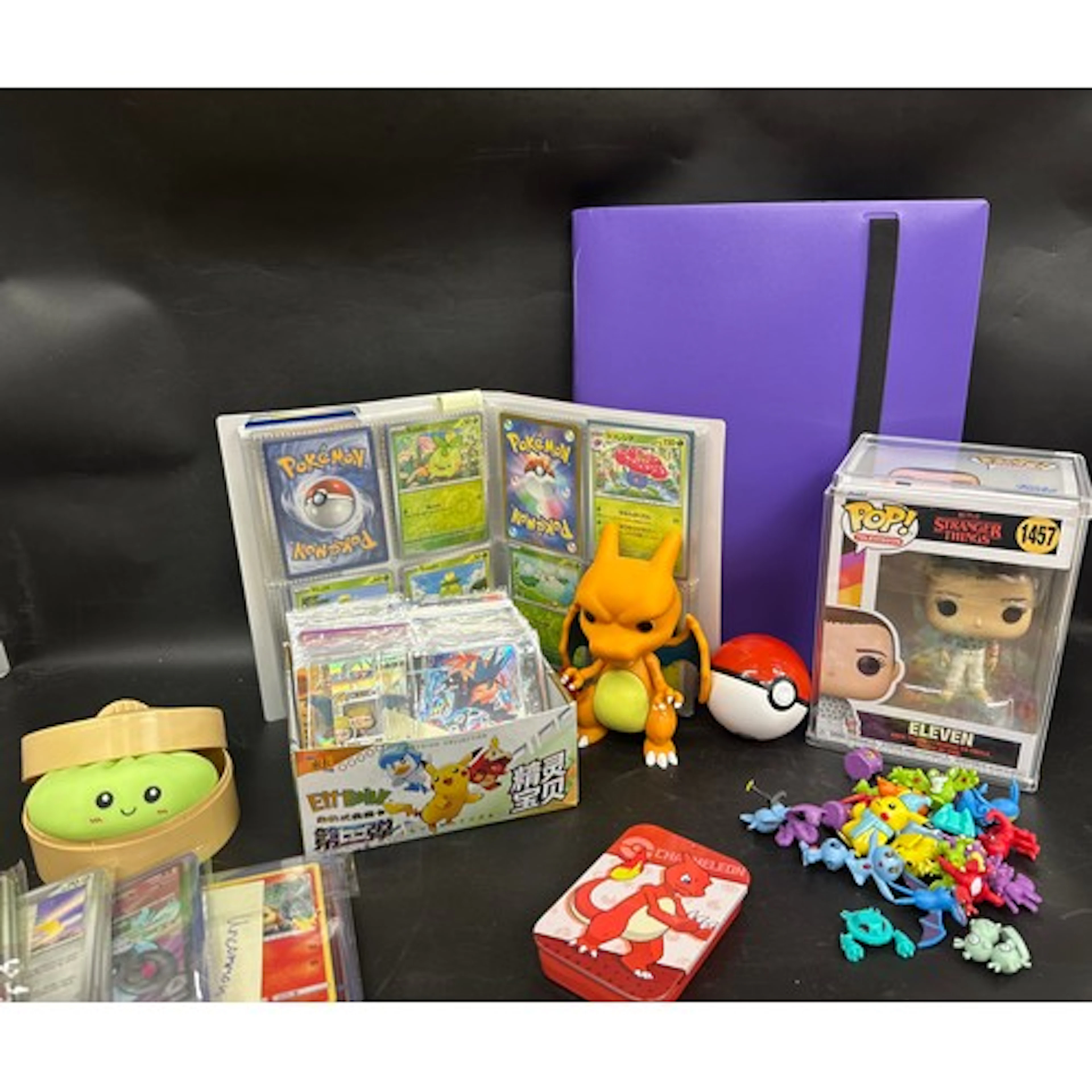A collection of gaming cards, etc., including Pokémon, Chine...