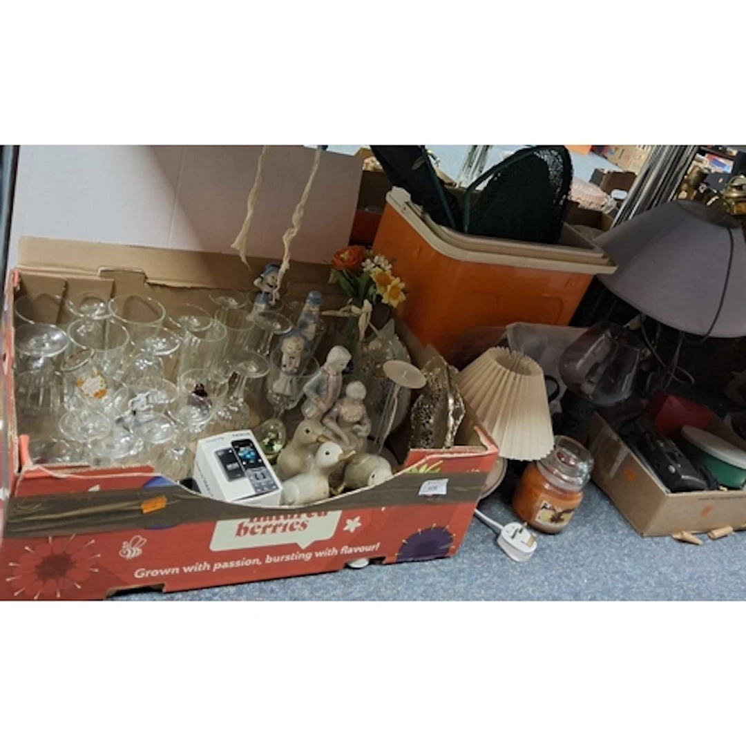 TWO BOXES AND LOOSE MISCELLANEOUS ITEMS, to include a small ...