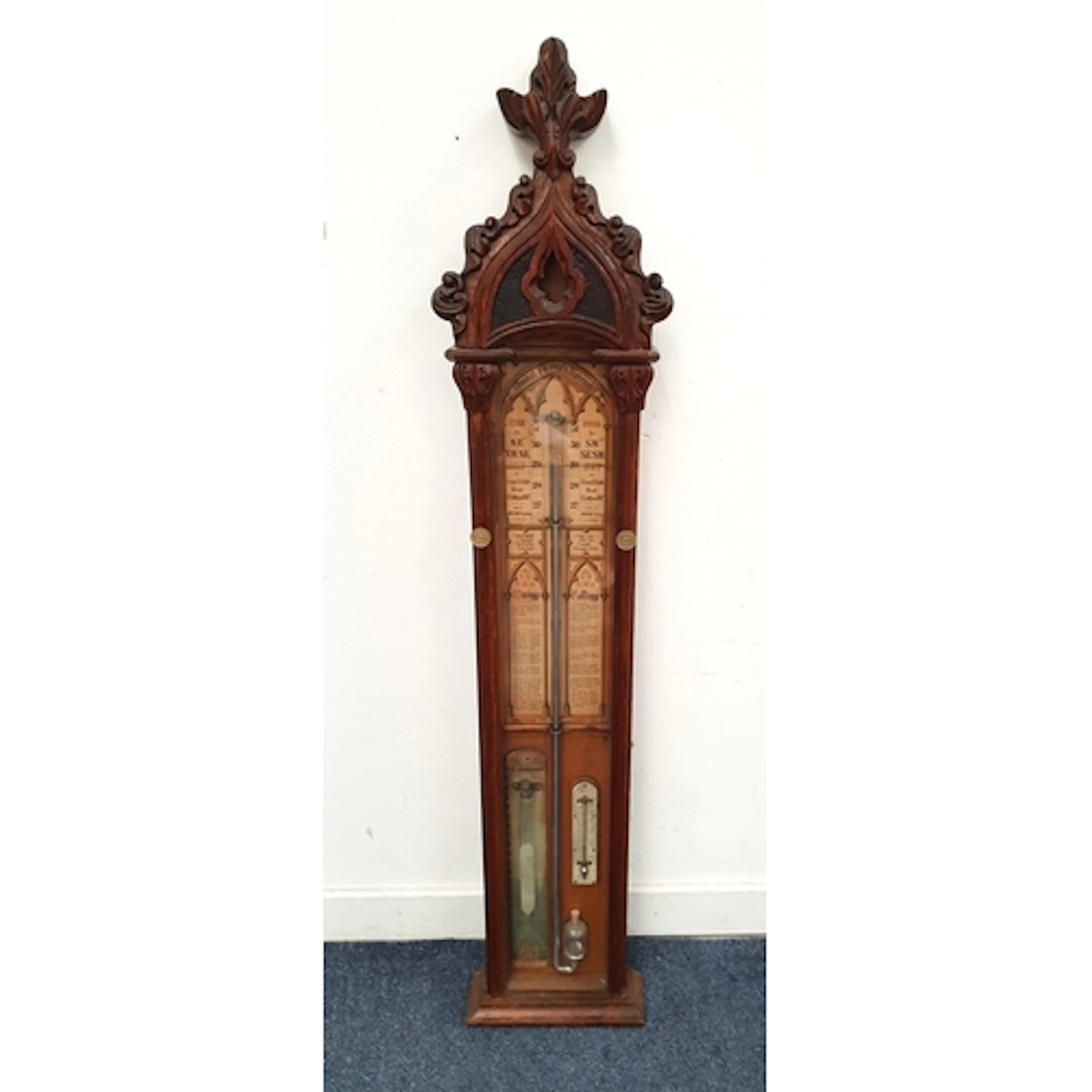 VICTORIAN OAK CASED ADMIRAL FITZROY BAROMETER housed in an ...
