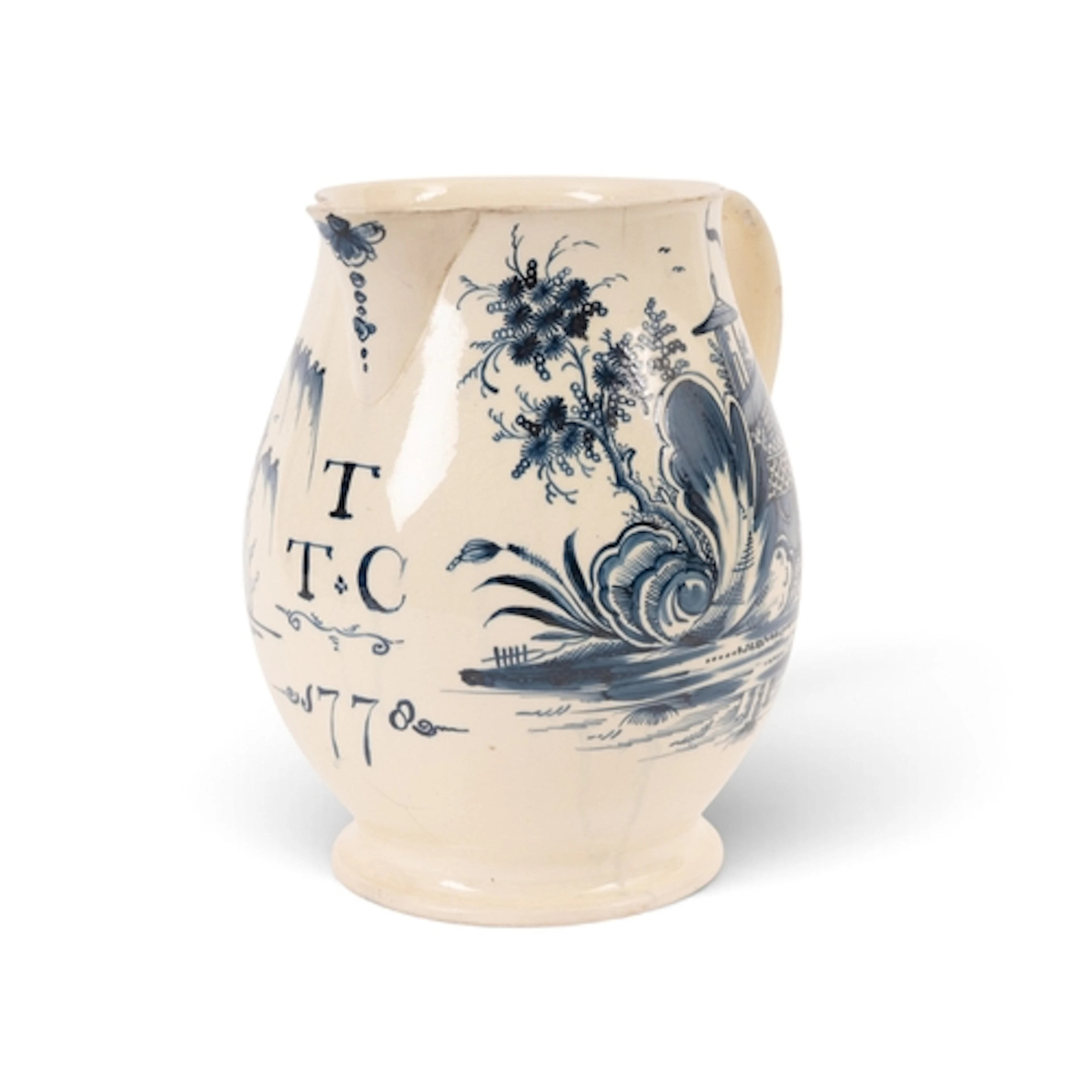 A large creamware marriage jug, dated 1778, probably Yorkshi...