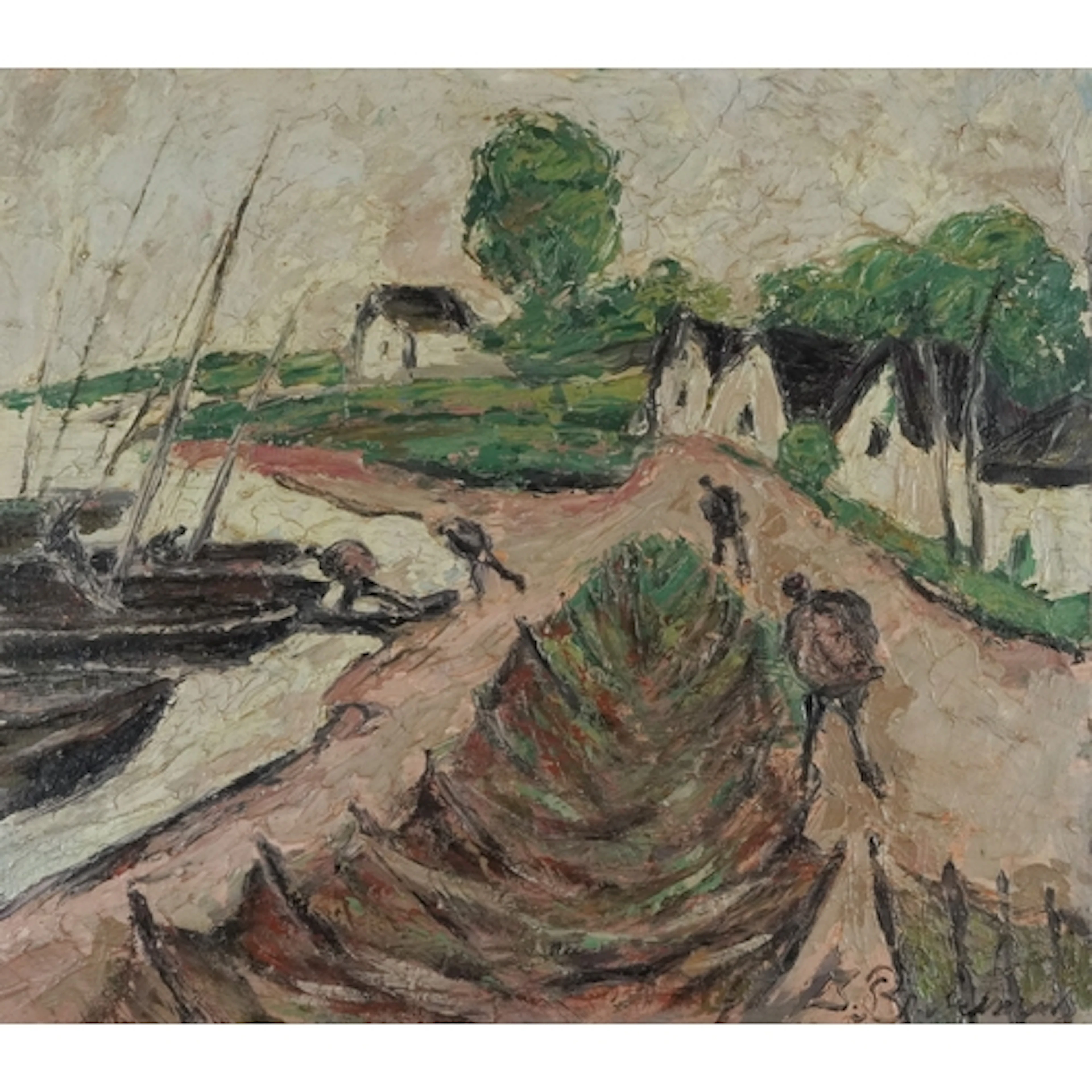 Manner of Max Beckmann - Fishermen with their nets, 20th cen...