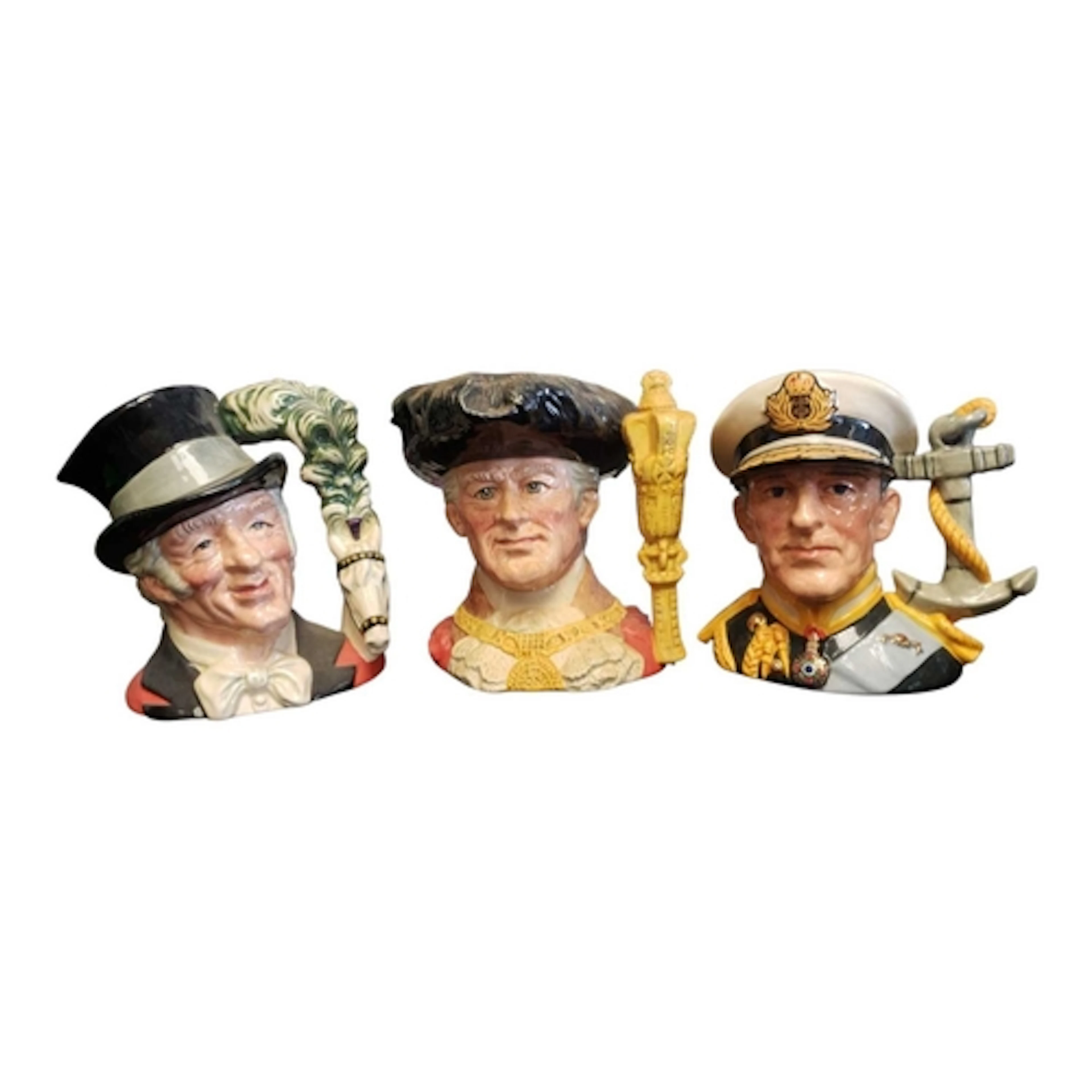 Royal Doulton - Three 1990s ceramic character jugs. Comprise...