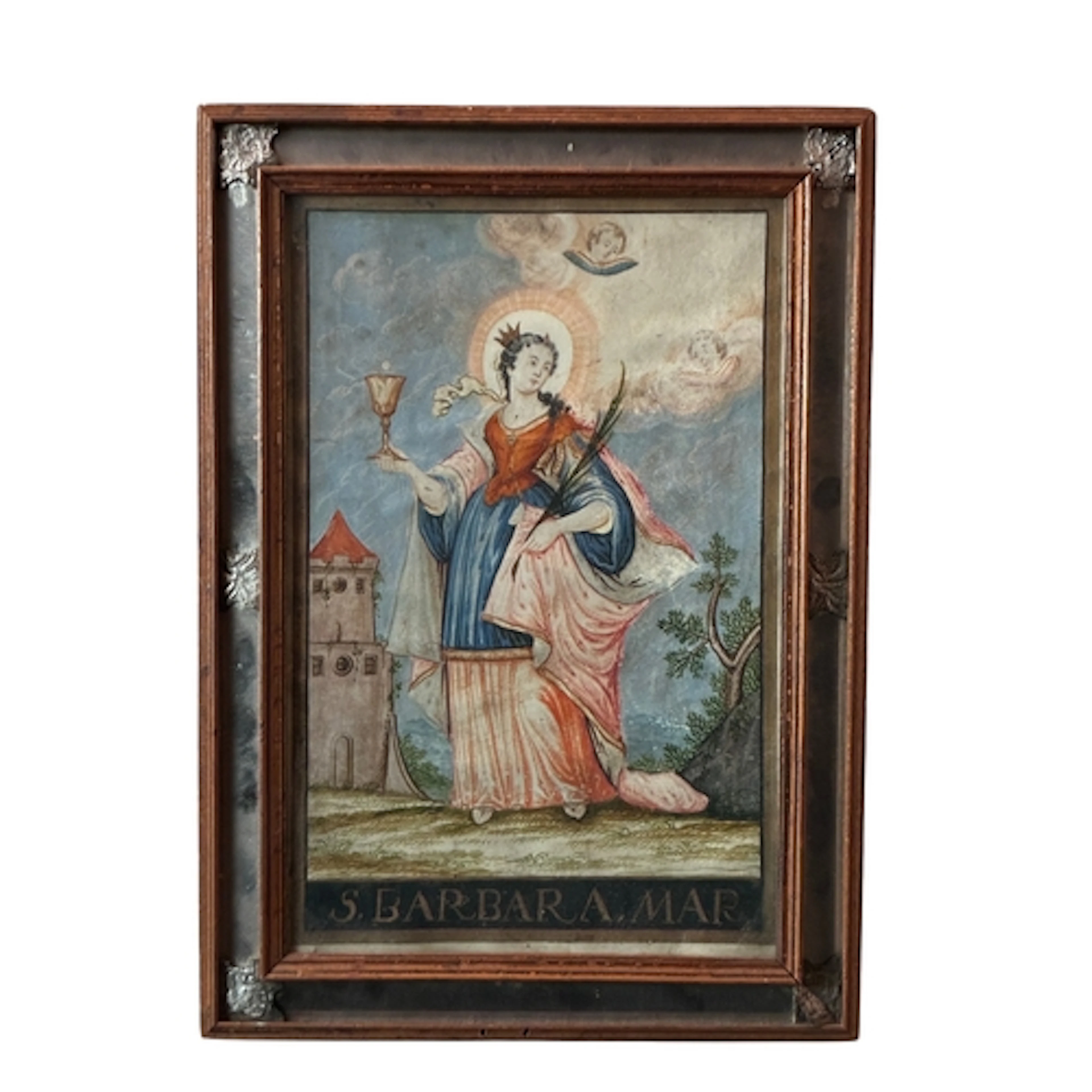 An illumination of St. Barbara, 18th century or earlier, hol...