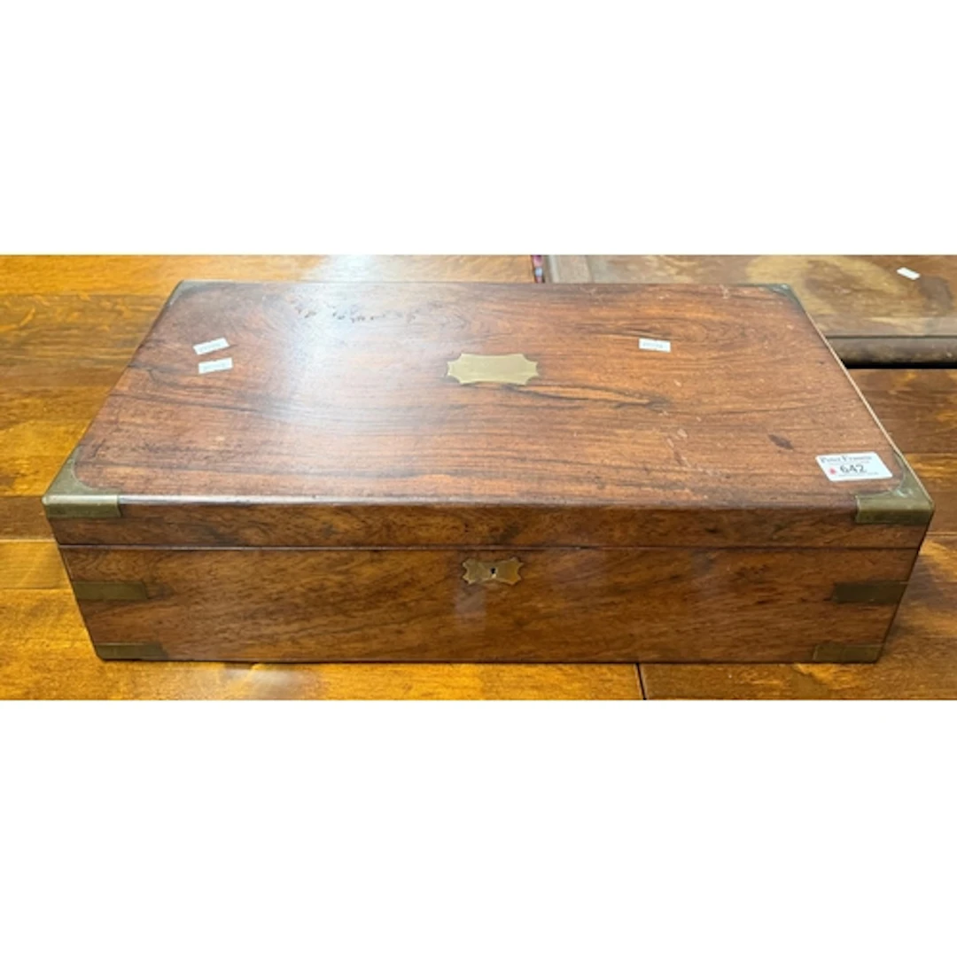 Victorian rosewood brass banded writing slope. (B.P. 21% + V...