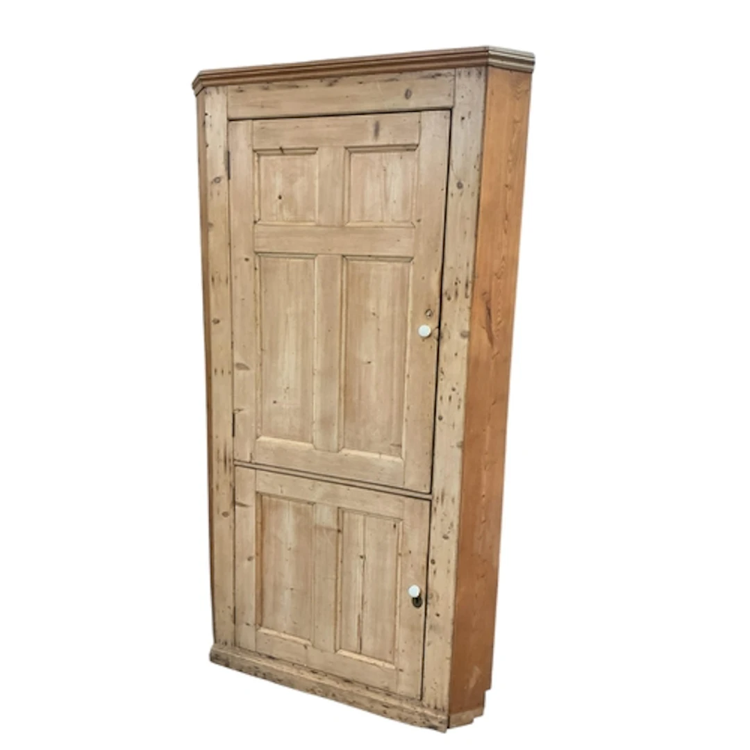 A Victorian pine standing corner cabinet, width 110cm, depth...