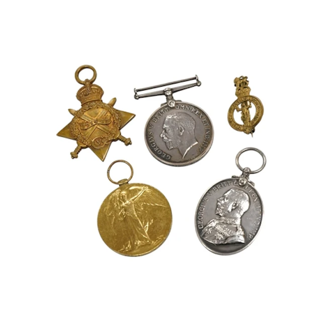 WWI medal trio and territorial efficiency silver medal to SJ...