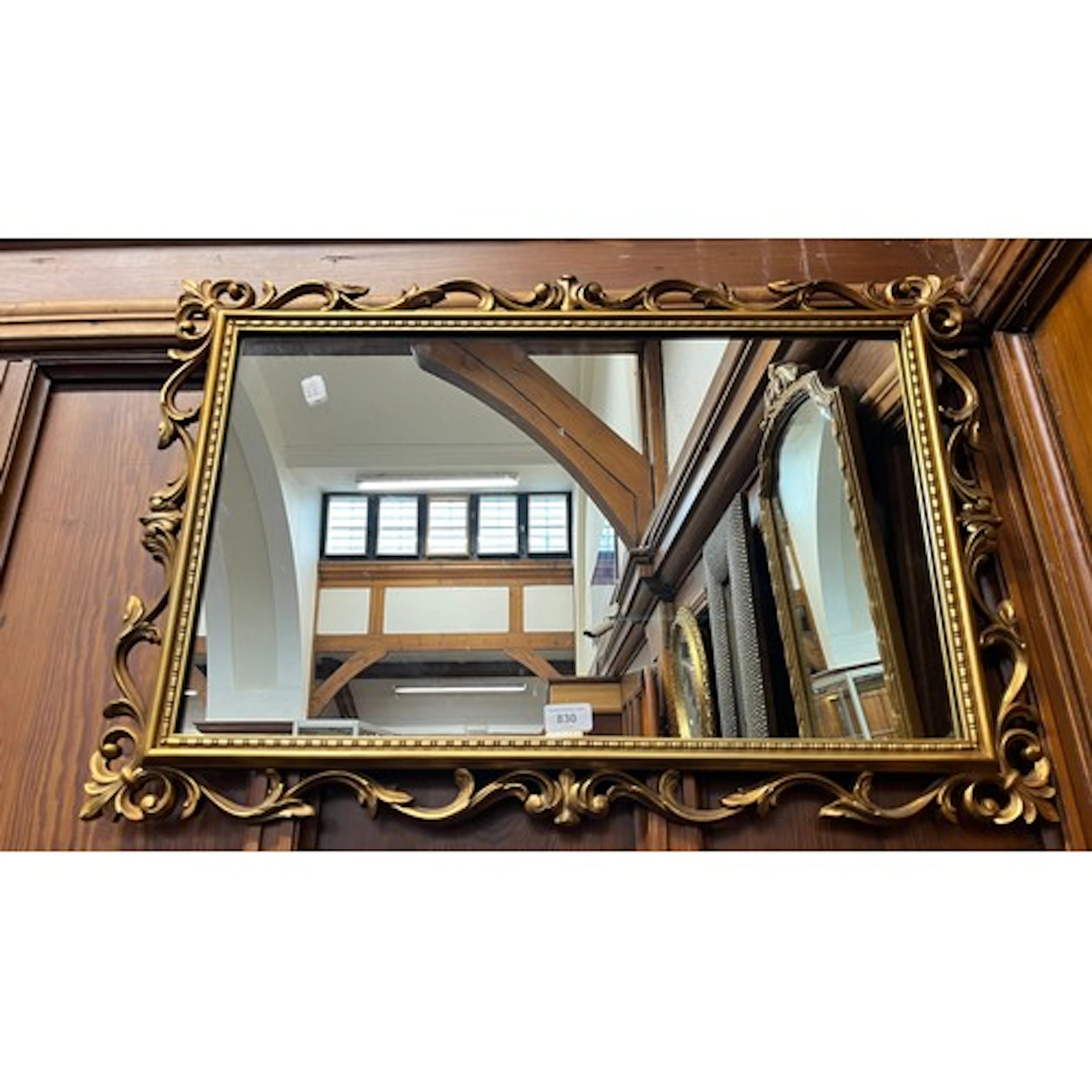 Vintage style rectangular wall mirror with pierced scroll fr...