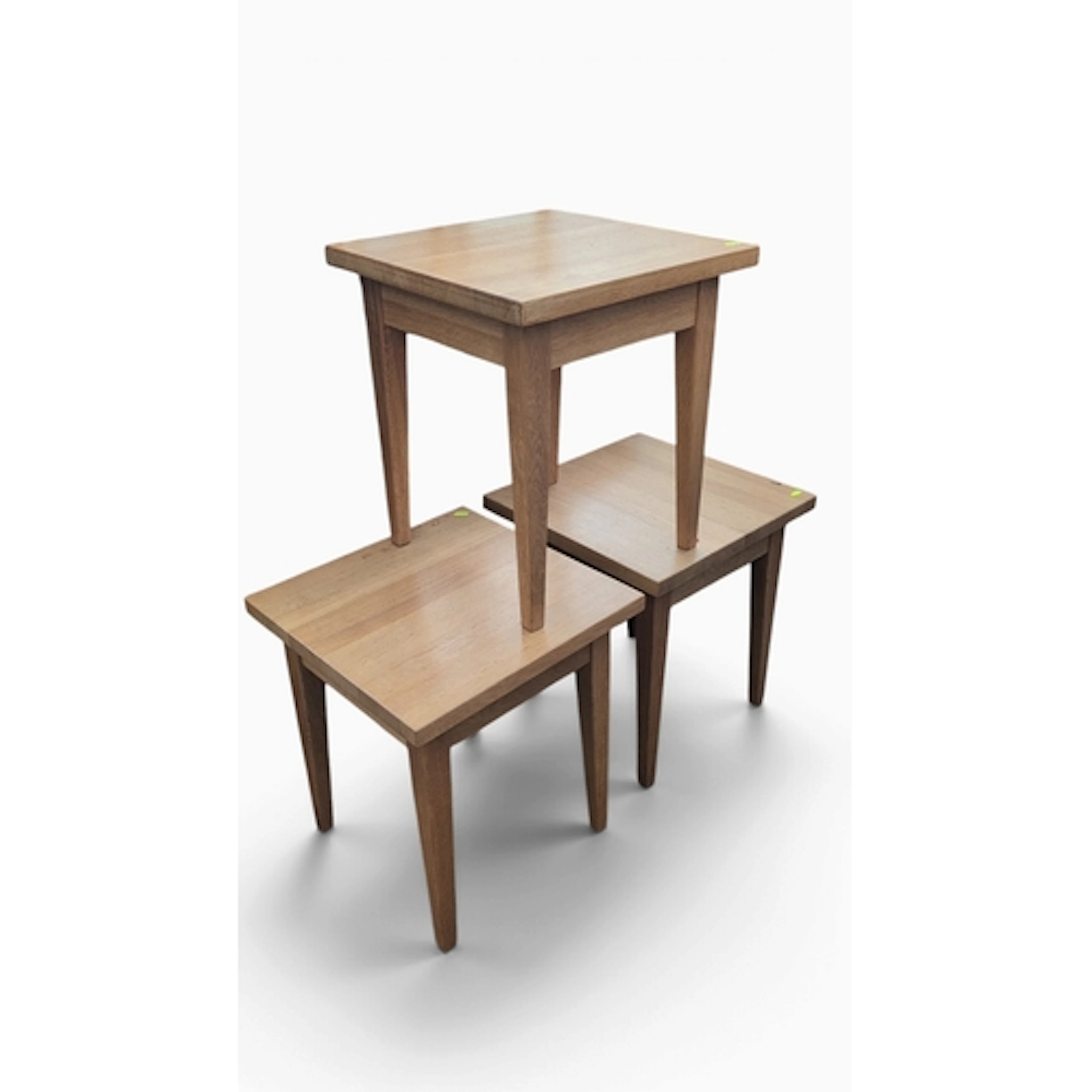 Three oak occasional tables, each with a plain apron and squ...