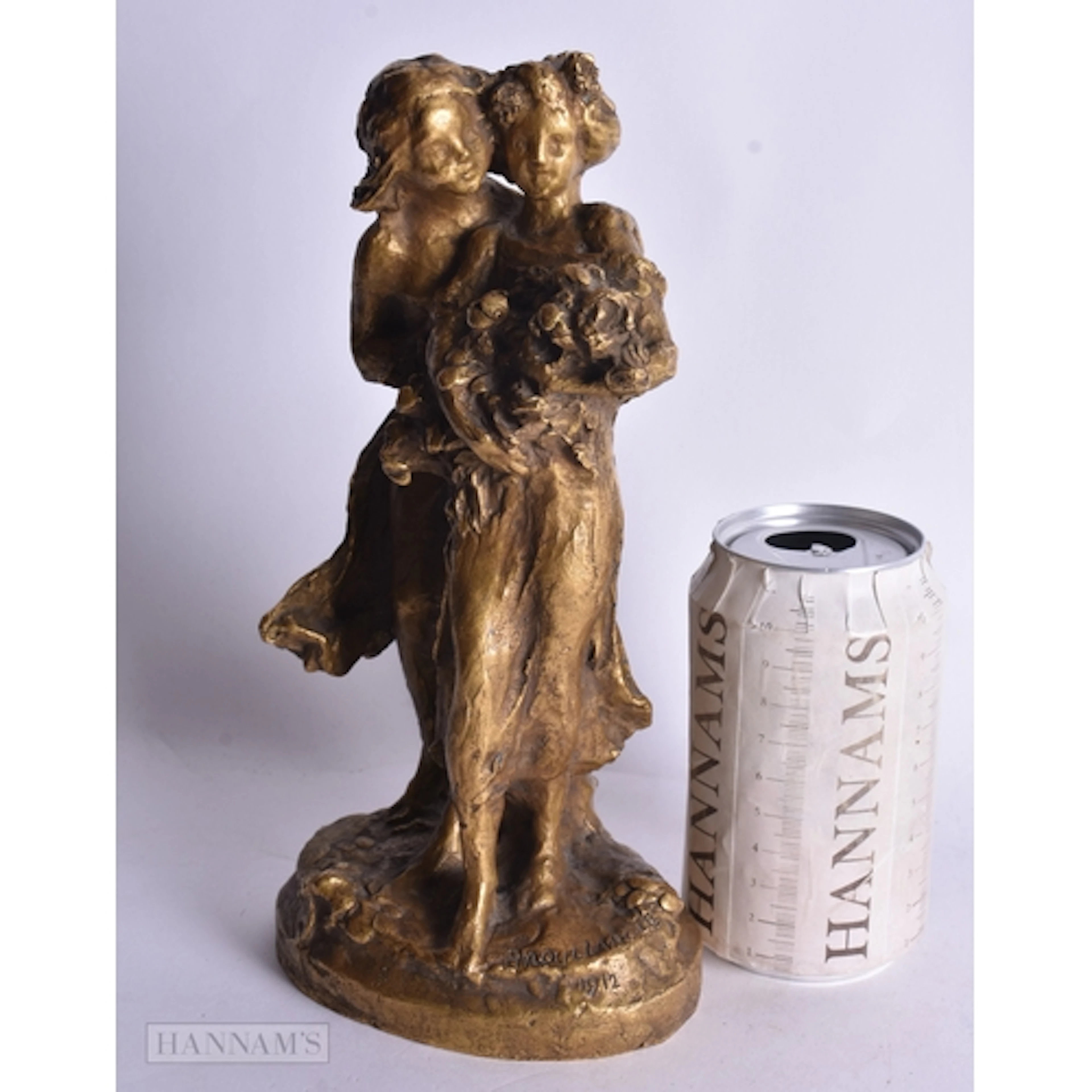 A FRENCH ART NOUVEAU GILT BRONZE FIGURE OF TWO FEMALES by Fr...