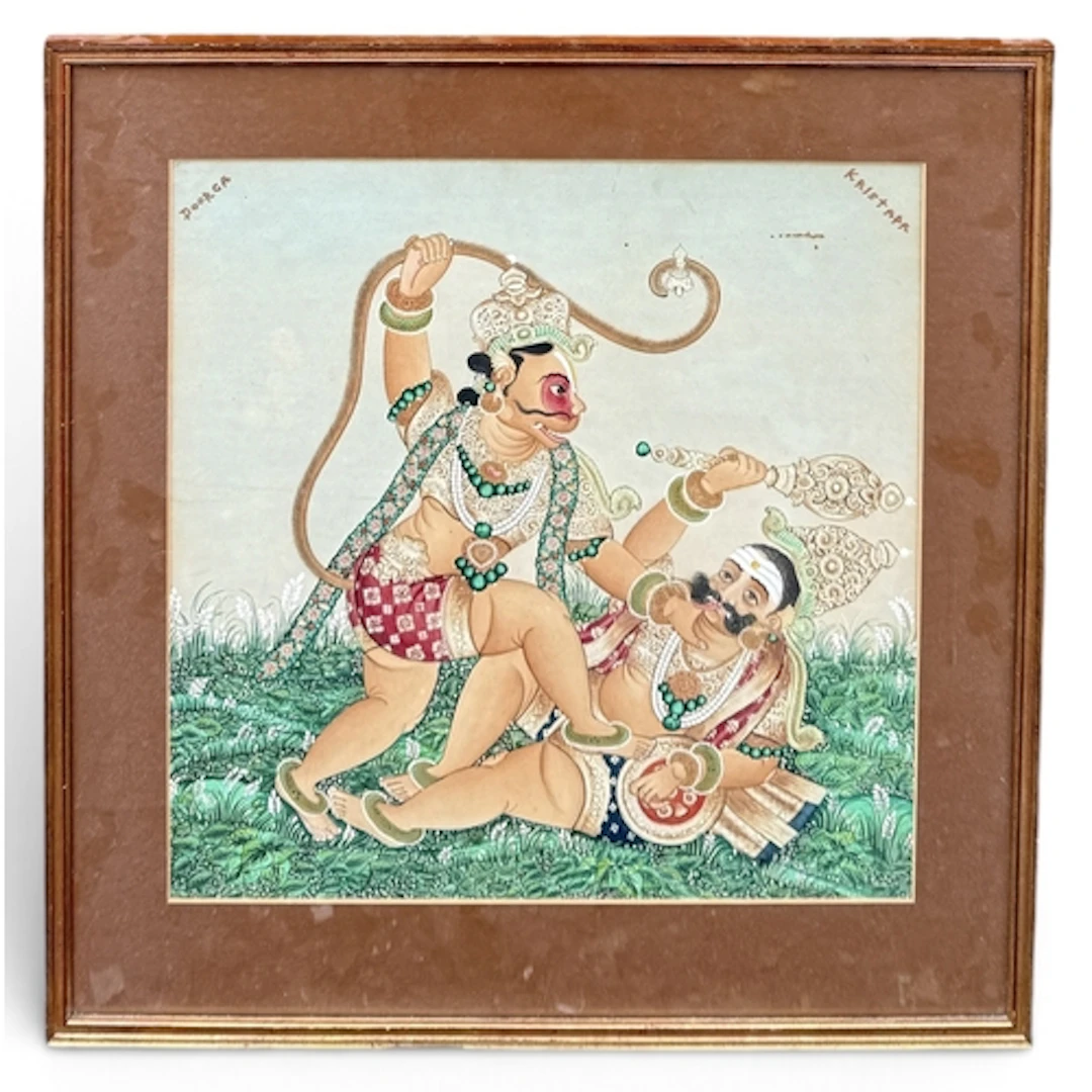 A LATE 19TH/EARLY 20TH CENTURY INDIAN WATERCOLOUR OF TWO FIG...
