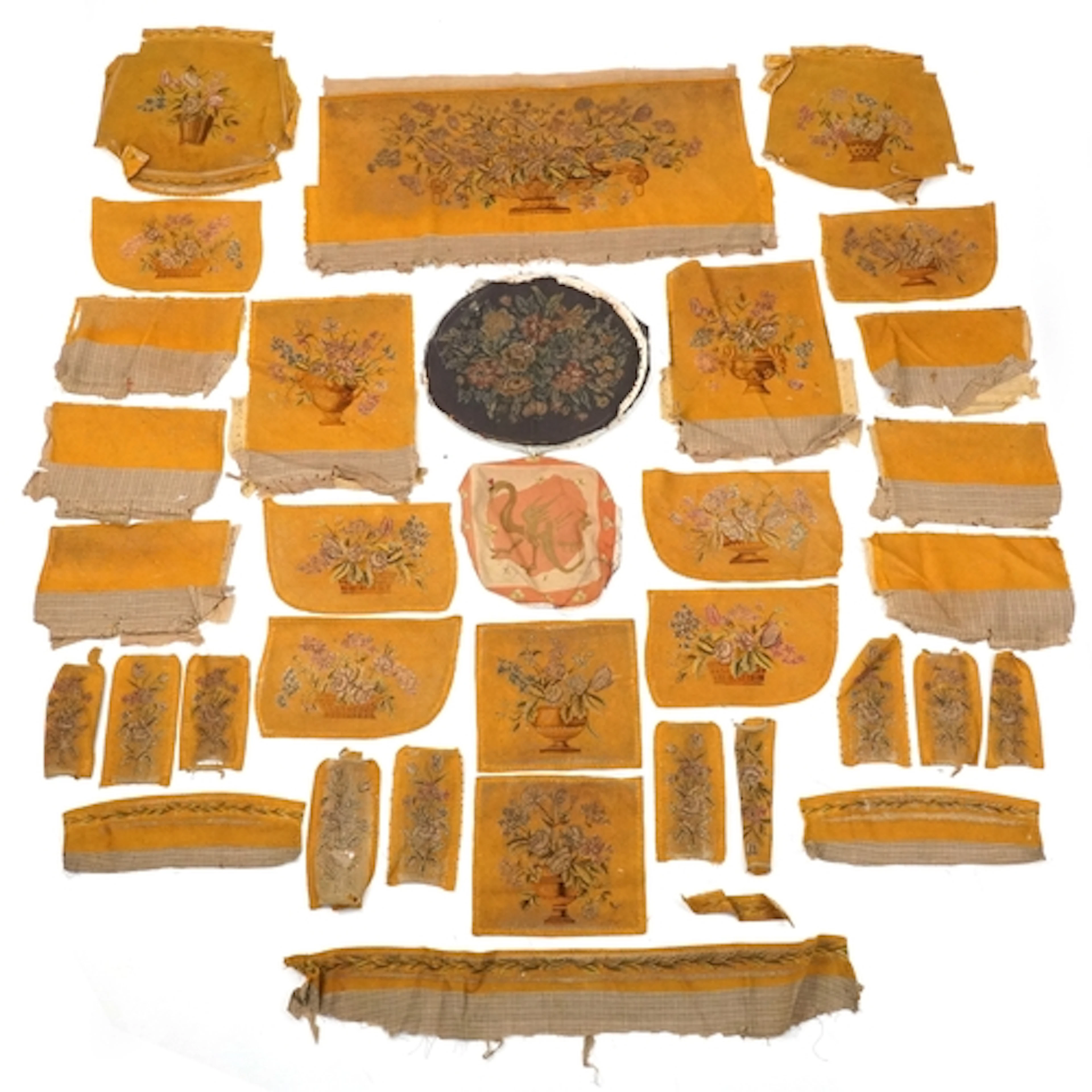 Large collection of vintage tapestry furniture upholstery pa...