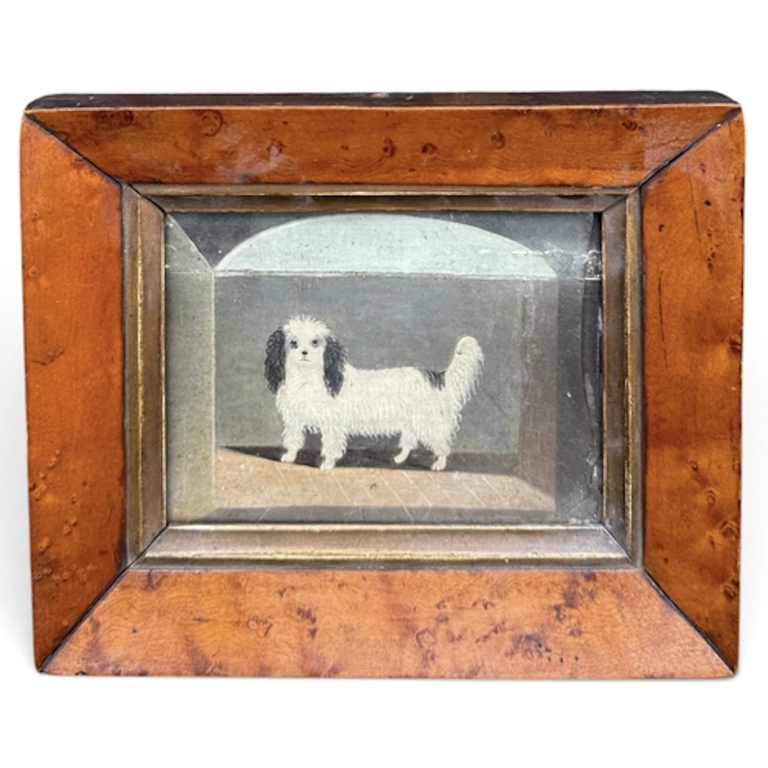 19TH CENTURY SCHOOL: A PORTRAIT OF A DOG Oil on canvas laid ...