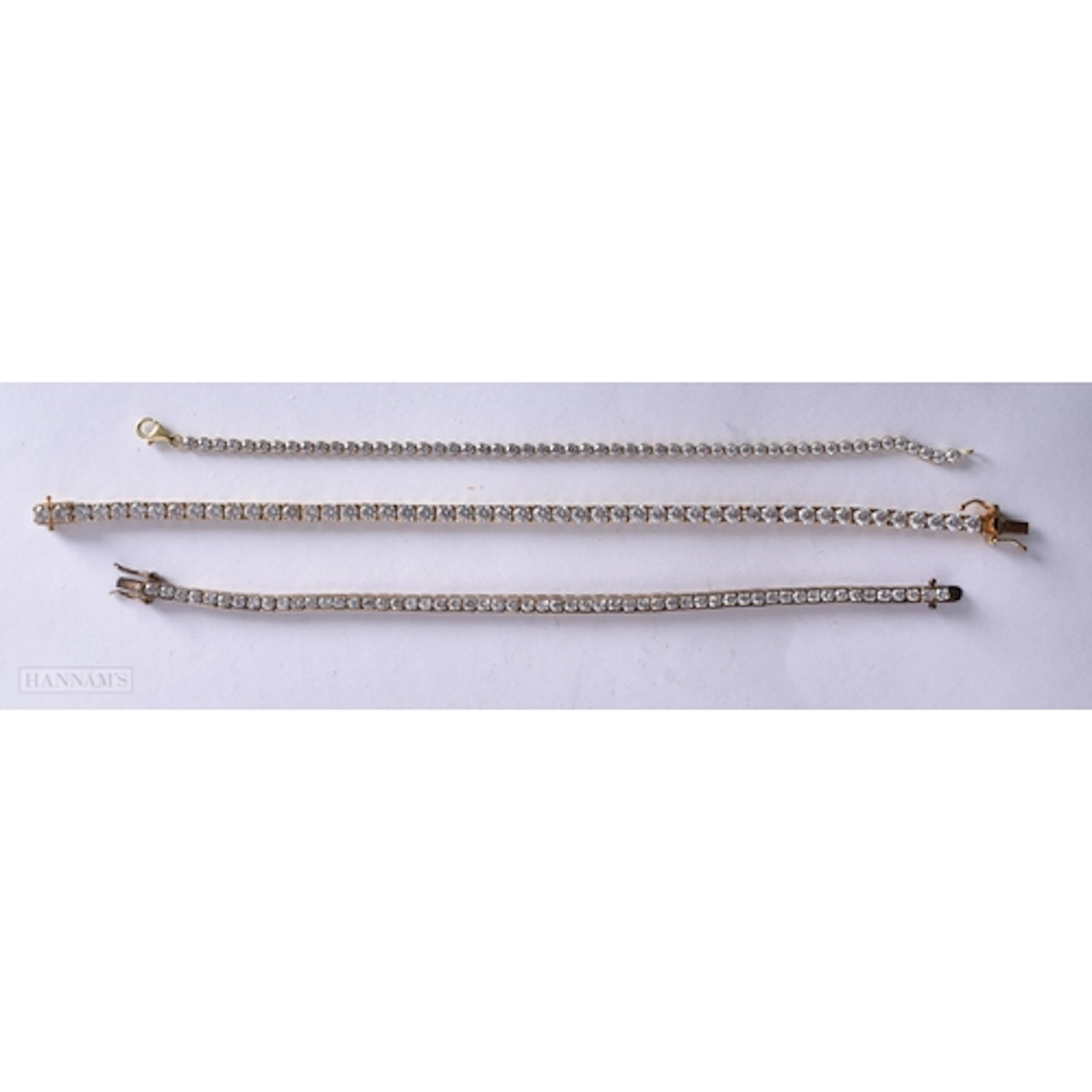 Collection of Sterling Silver CZ Gold Tone Tennis Bracelets ...