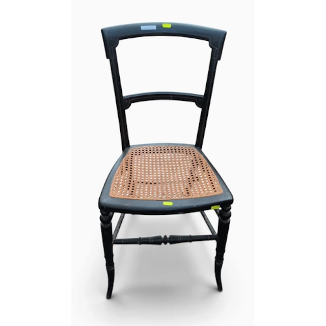 Late Victorian ebonised side chair with an open back, painte...
