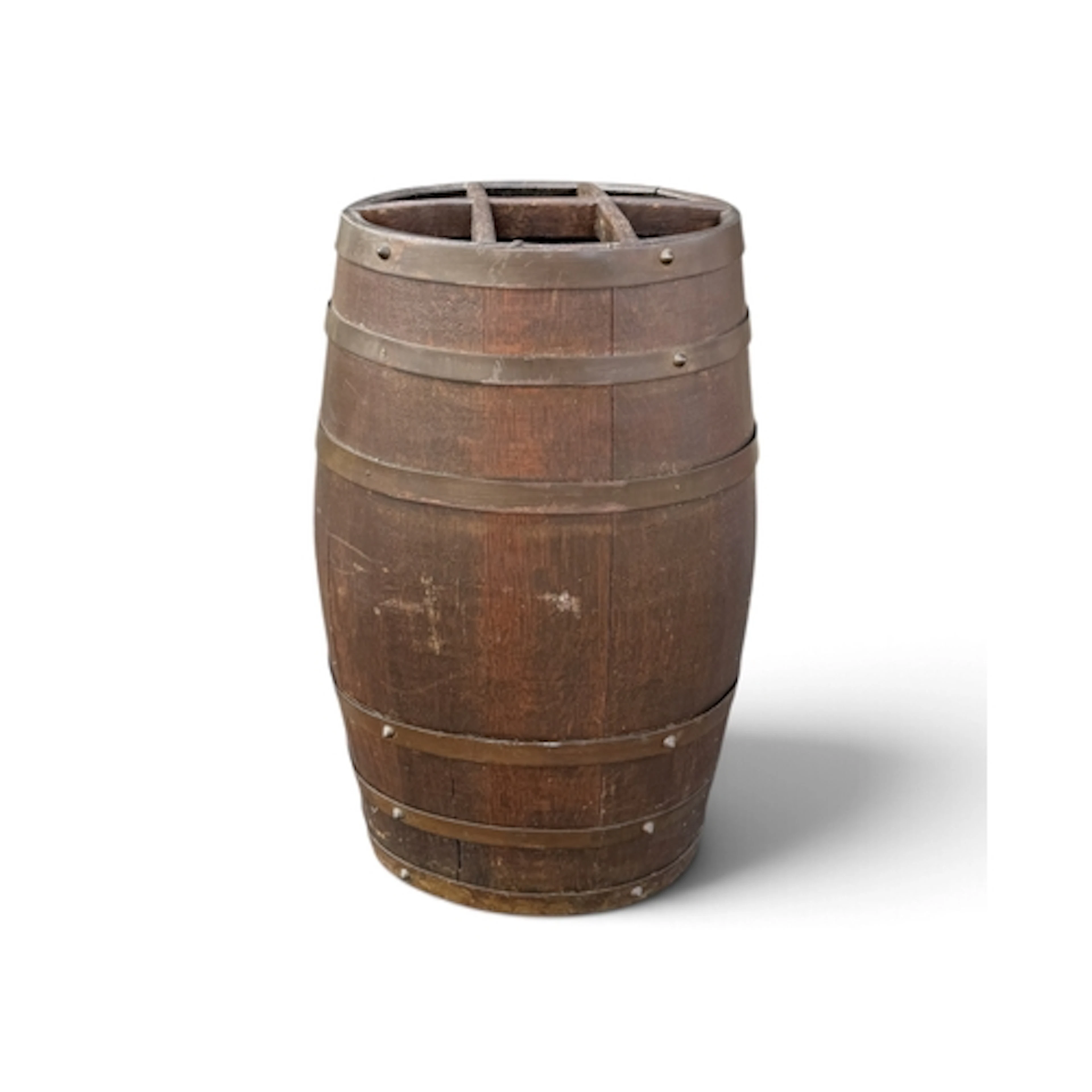 AN ANTIQUE BARREL STICK STAND 62cm H
