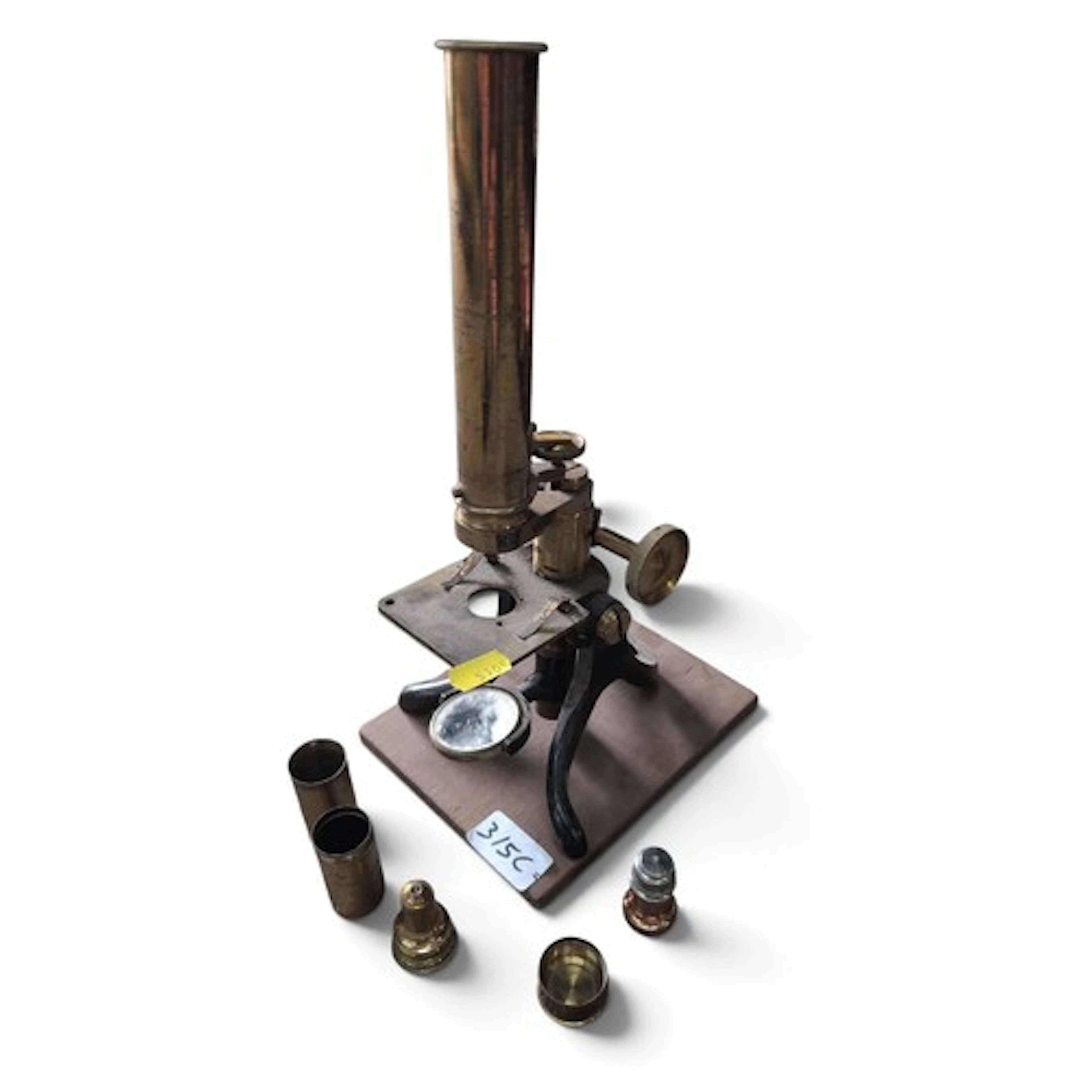 Ernst Leitz Wetziar brass microscope with removable lenses.
