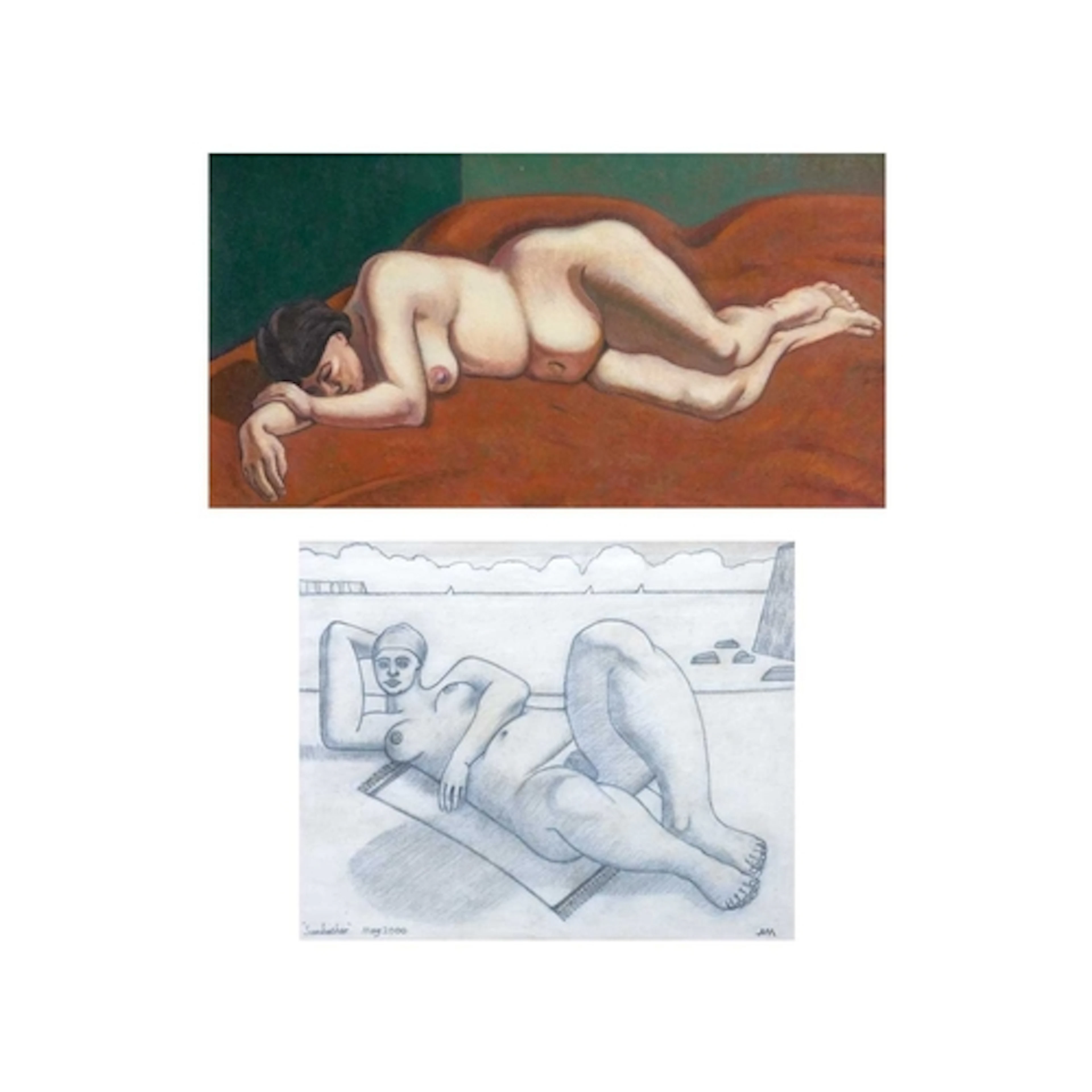 § Alan MACKAY (1943) Untitled Nude Oil on board, 24 x 44cm, ...