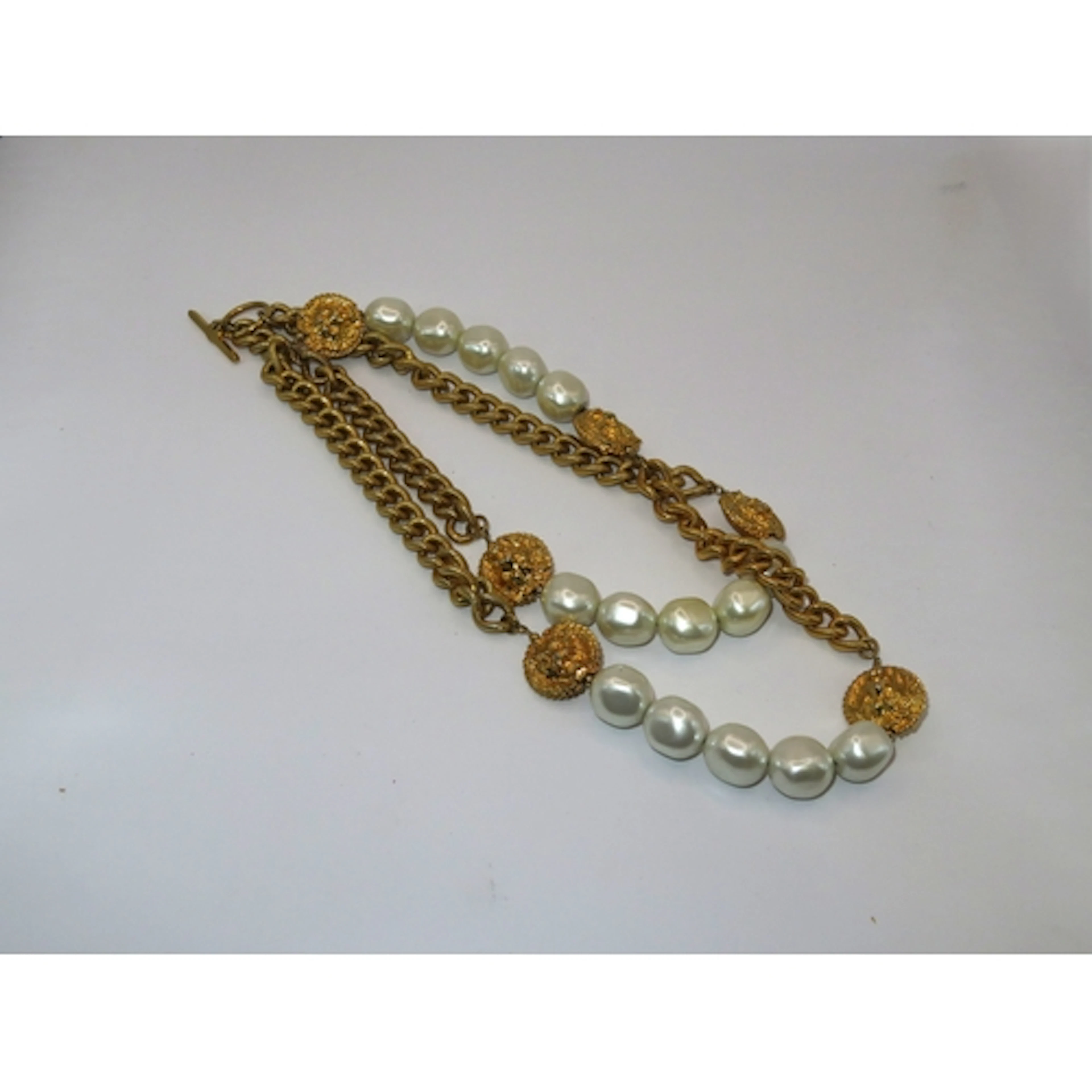 Versace gold plated and simulated pearl necklace