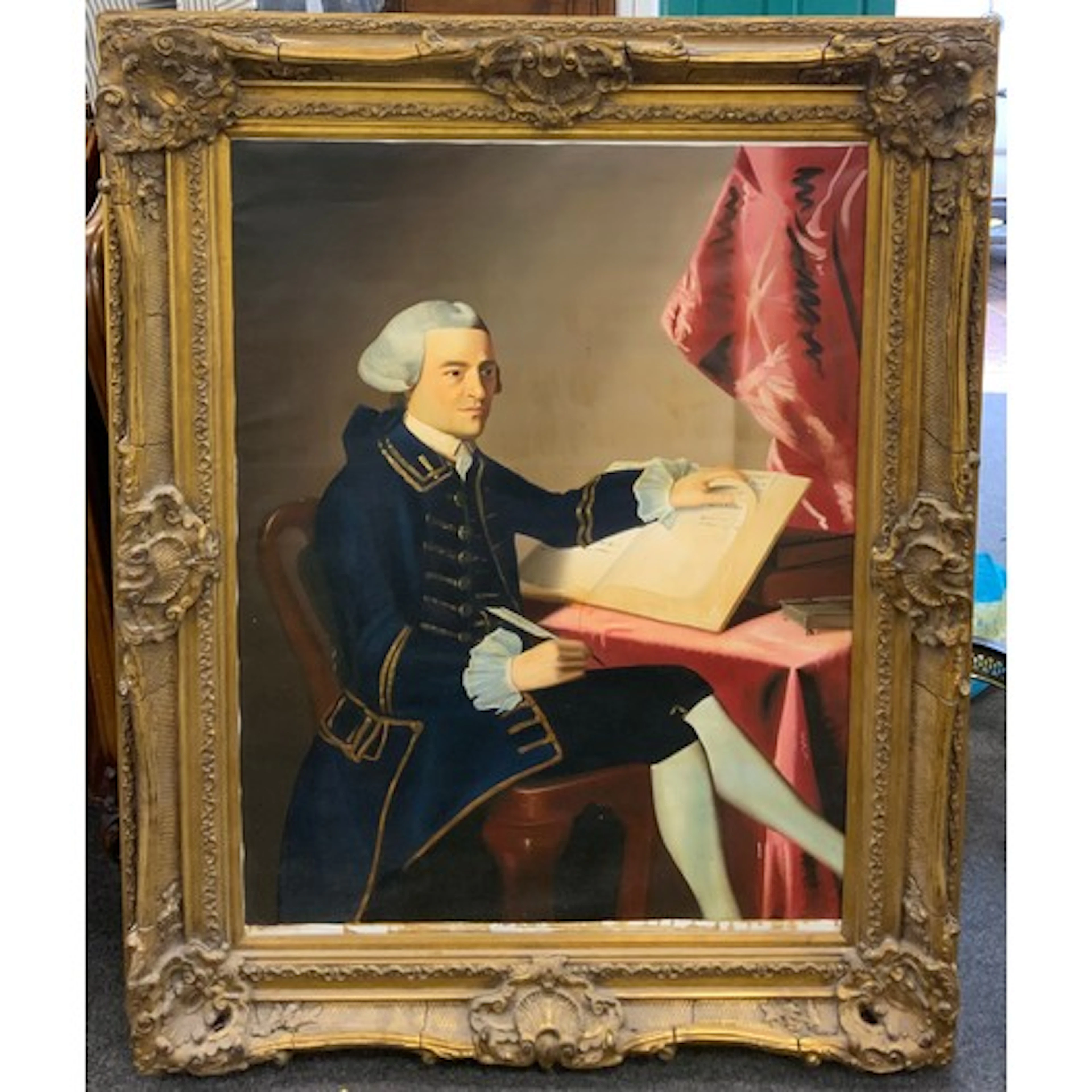 After John Singleton Copley, a portrait of John Hancock, oil...