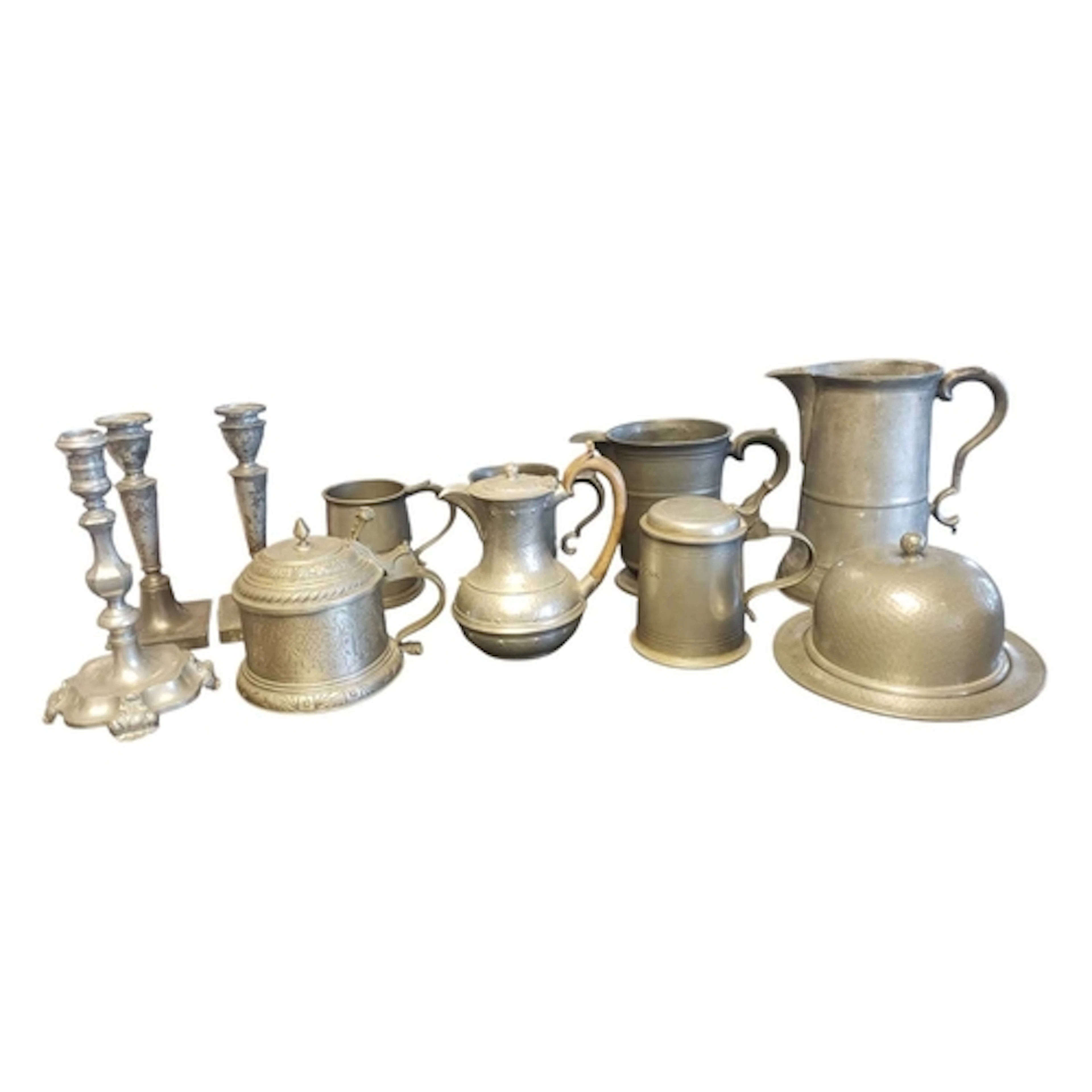 Collection of 20th century vintage pewter tankards, jugs, et...