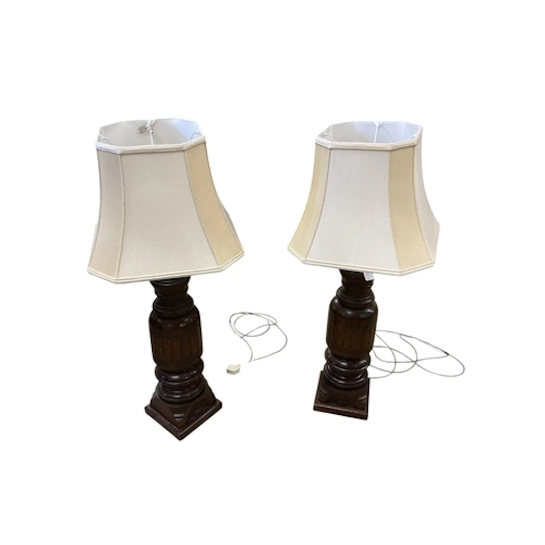 A pair of late Victorian mahogany lamps converted from bedpo...
