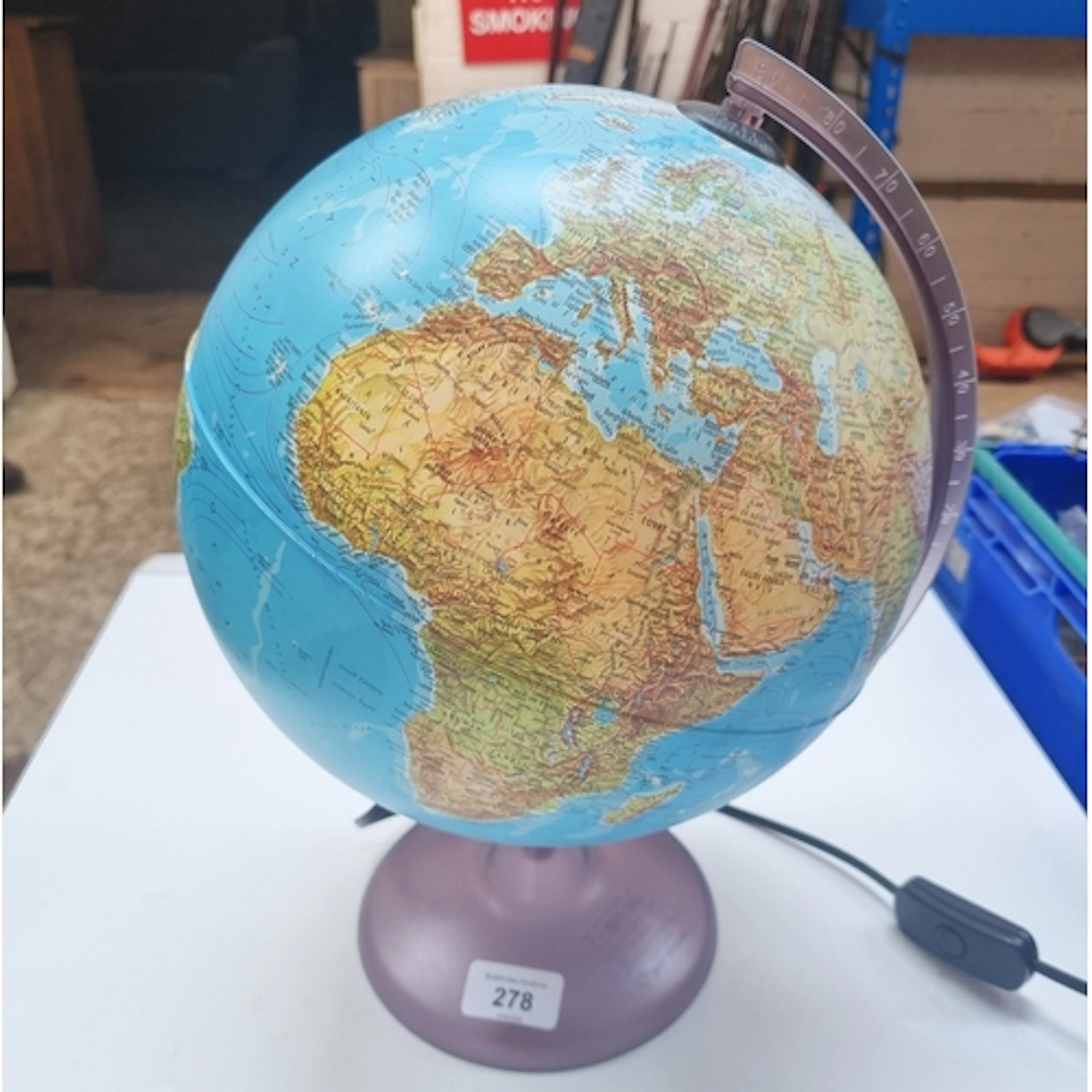 An illuminated globe of the world