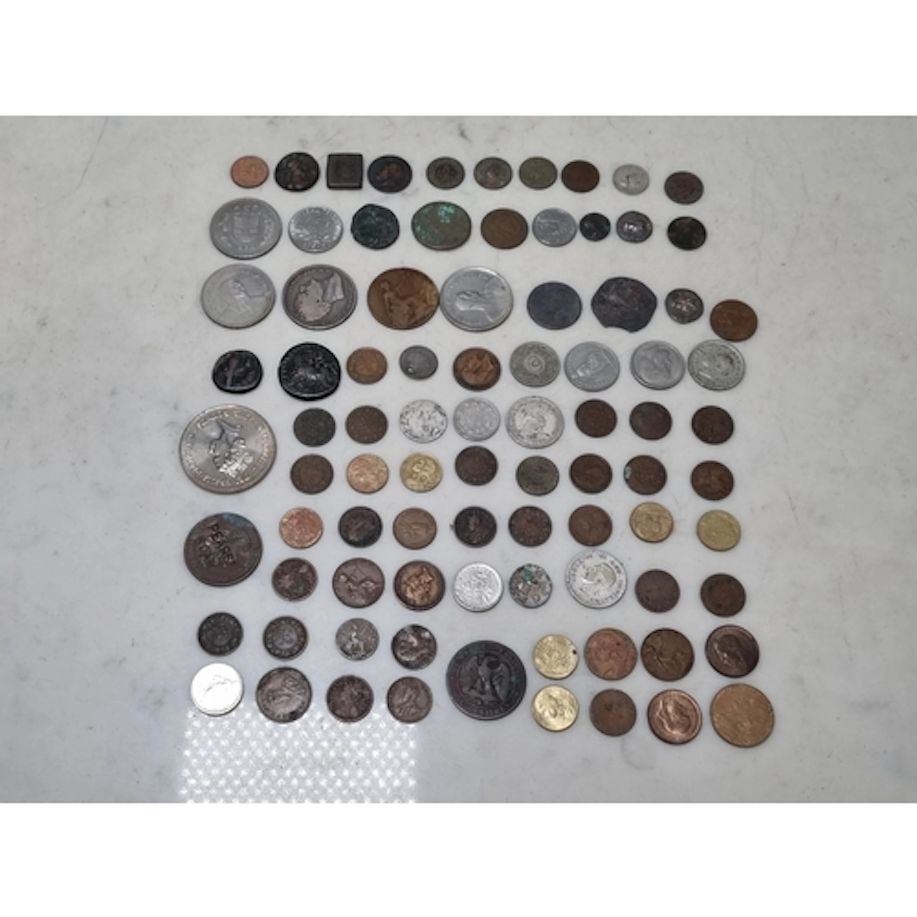 A mixed group of coins from ancient Greco-Indian to modern i...